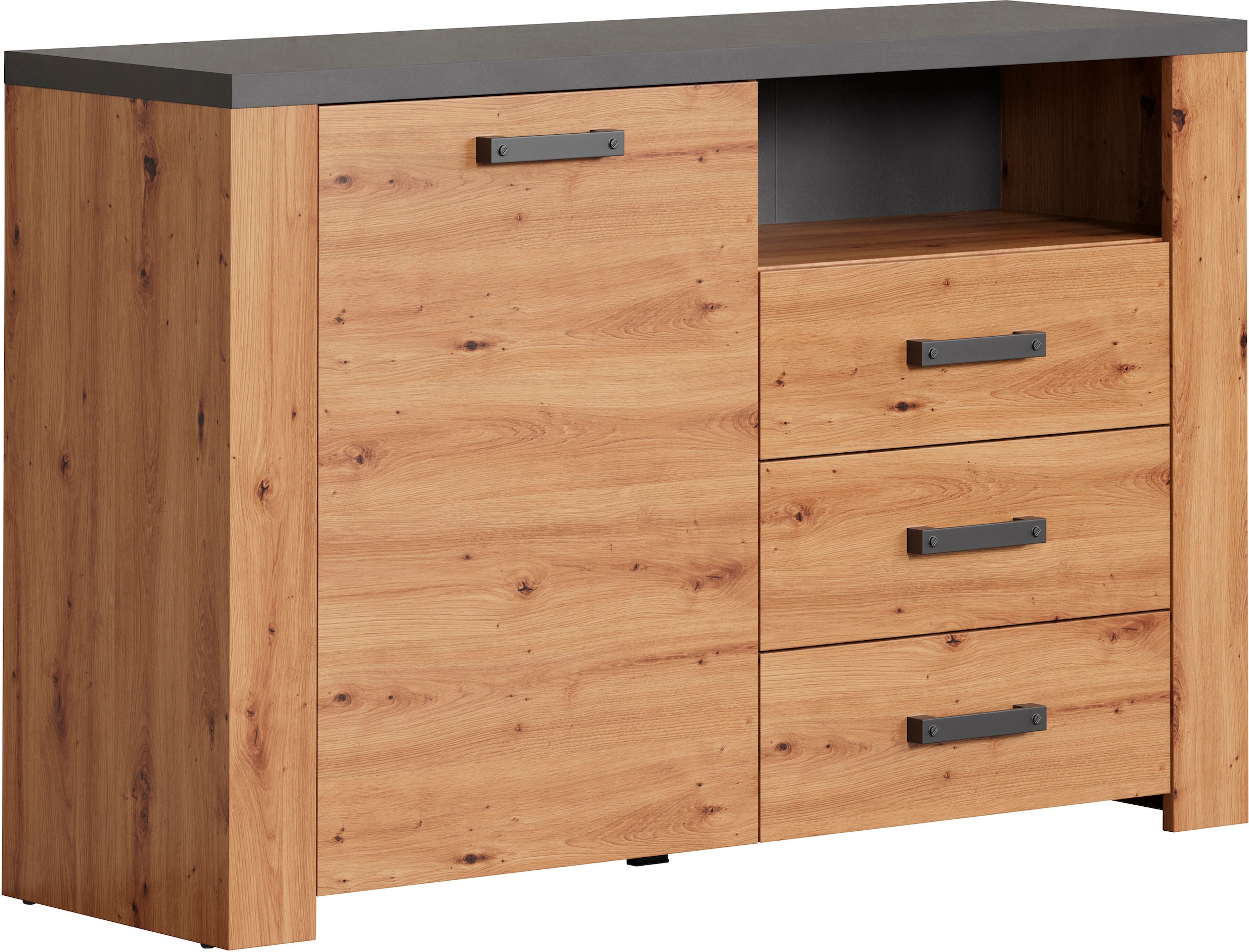 Home affaire Sideboard »Ambres«, (1 St.), Kommode, Echtholzoptik, Maße BxH: 127x83 cm, Eiche