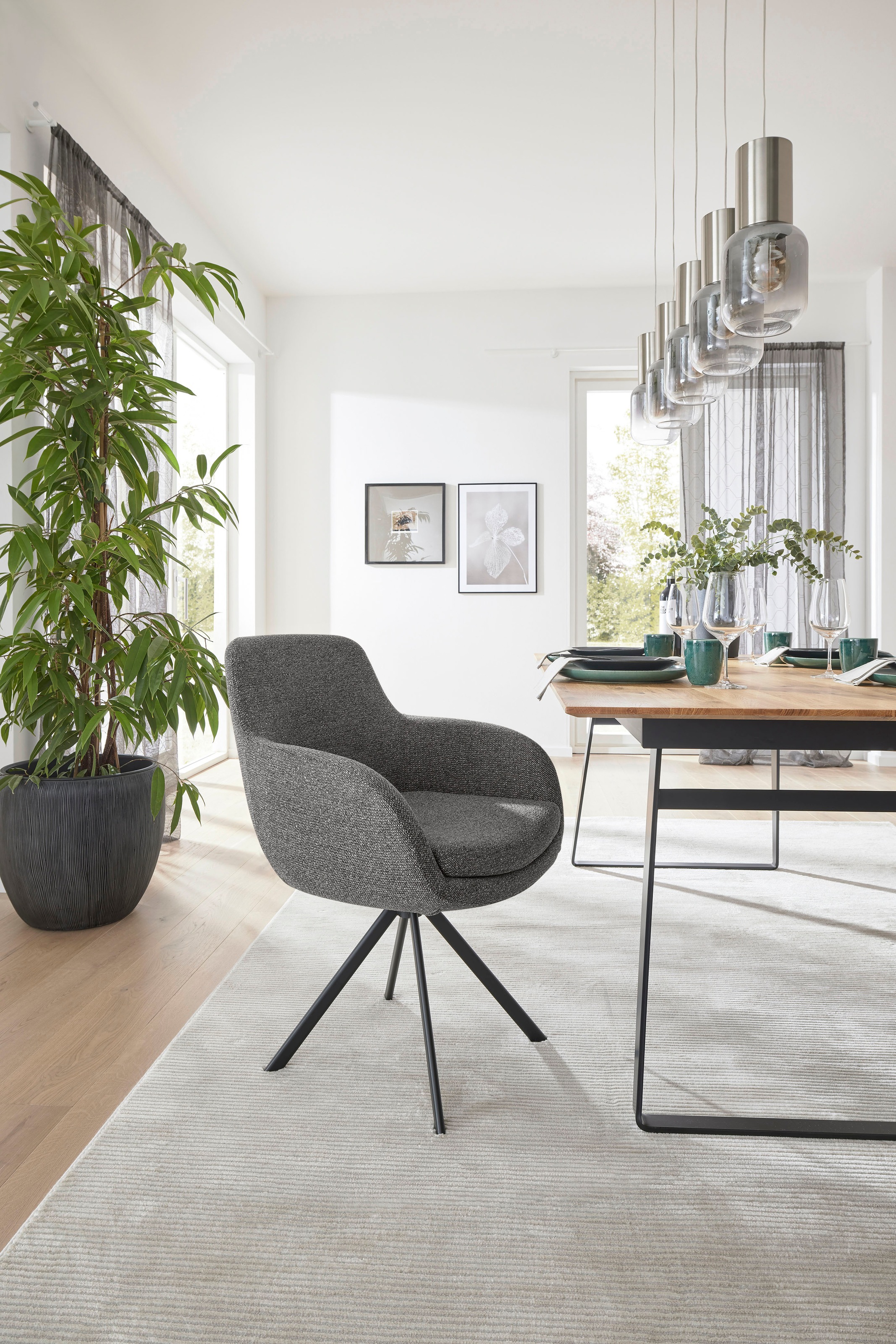 Musterring Esszimmerstuhl »Tavia«, (Set), 2 St., Chenille, Stativgestell Ei günstig online kaufen