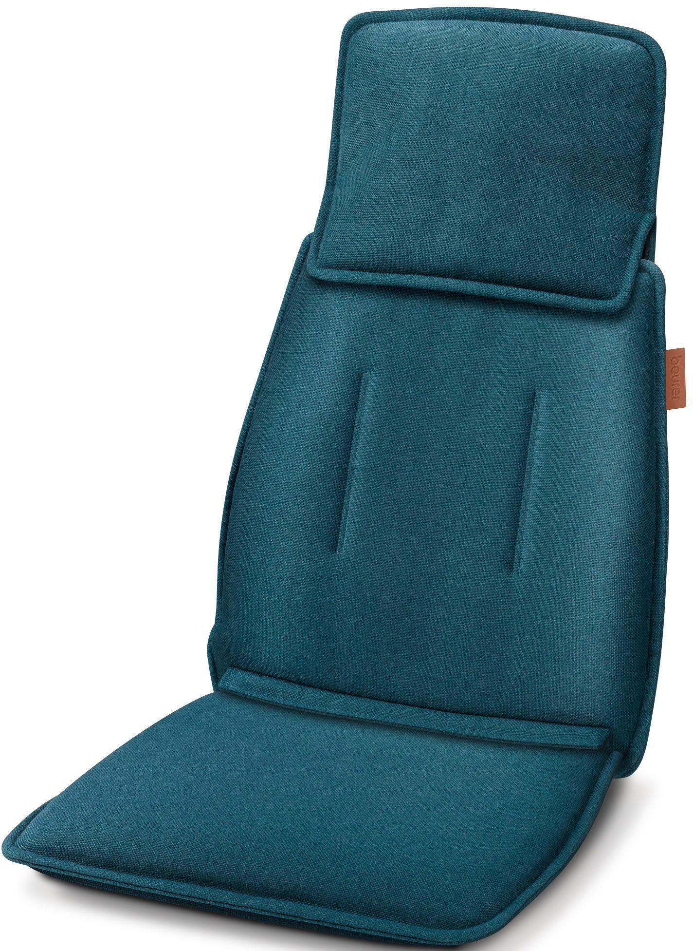 BEURER Shiatsu-Massagesitzauflage »MG 330« petrol Das Shiatsu-Massagegerät besteht aus hochwertigem Stoff, der Bezug ist aus pflegeleichtem...