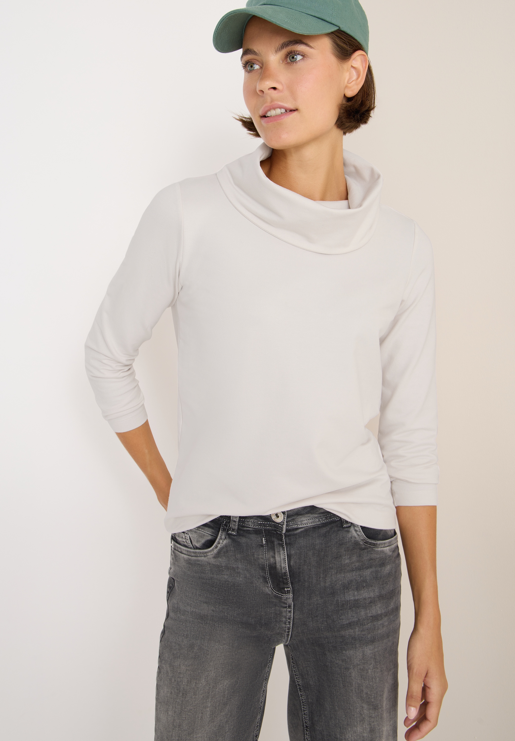 Cecil 3/4-Arm-Shirt mit großem Kragen