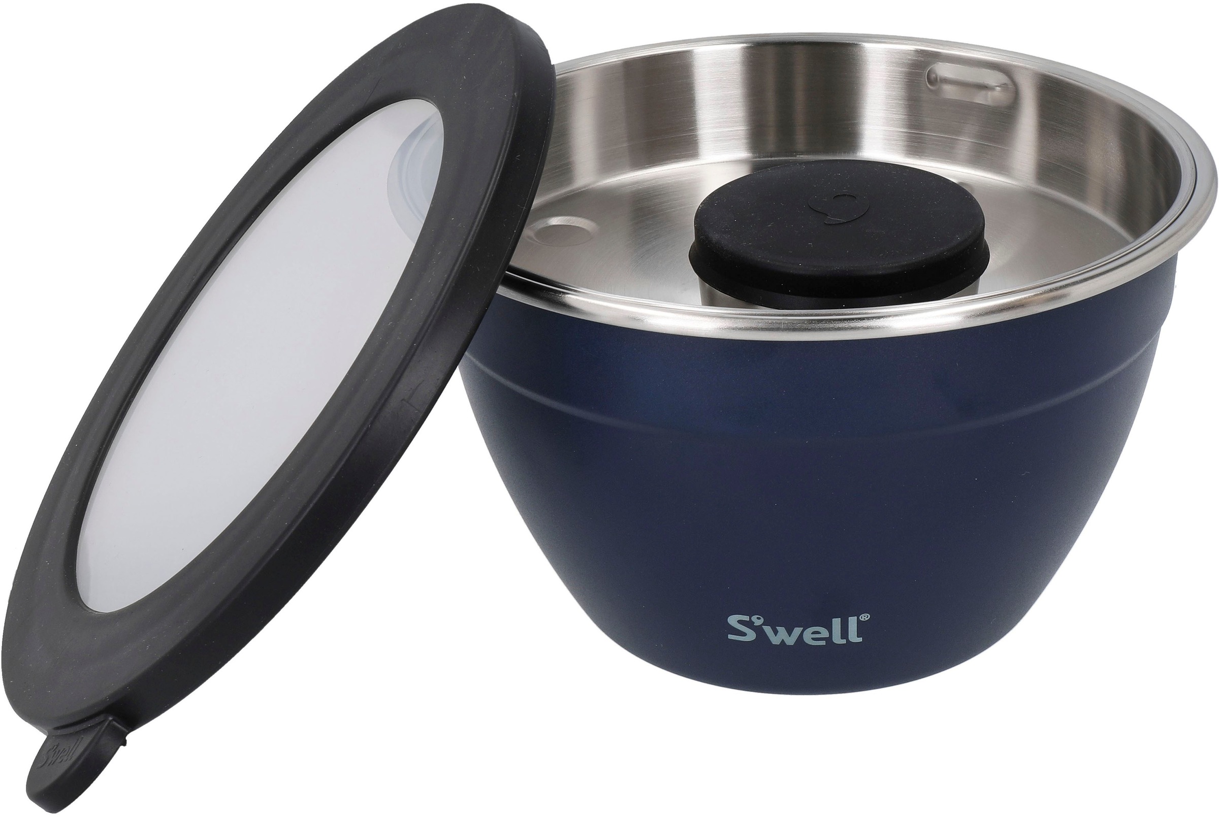 S'well Salatschüssel »S'well Calacatta Gold Salad Bowl Kit, 1.9L«, 3 tlg., aus Edelstahl, Therma-S'well®-Technologie mit vakuumisolierten Außenschale