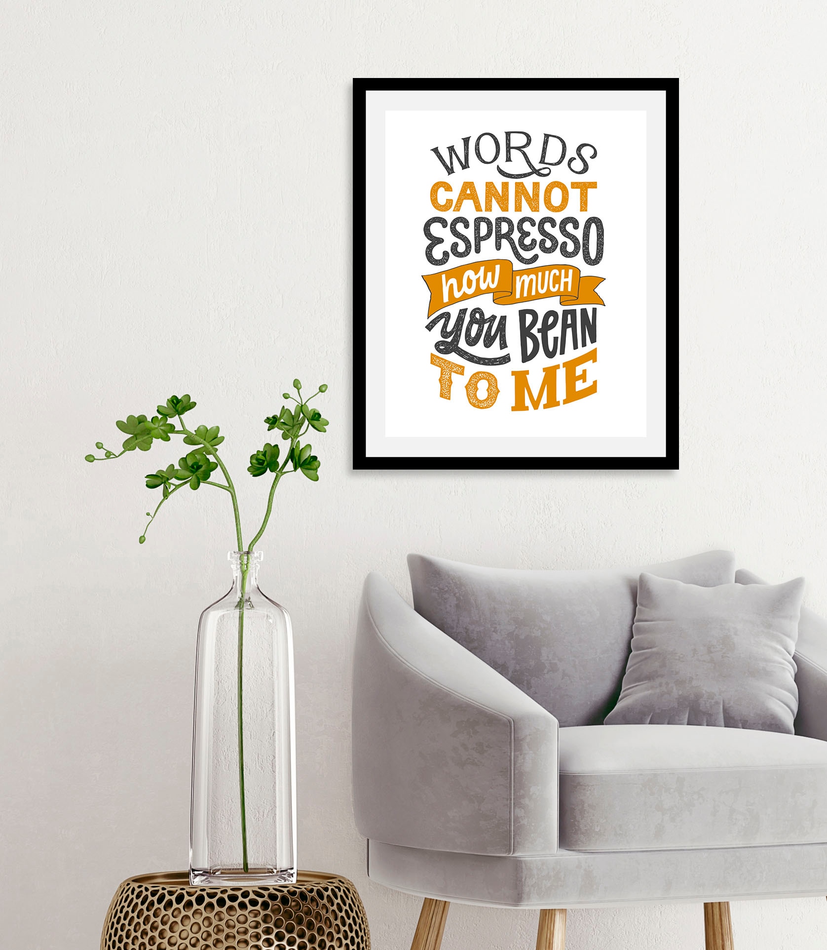 queence Bild "Espresso Bean", Schriftzüge, (1 St.), gerahmt günstig online kaufen