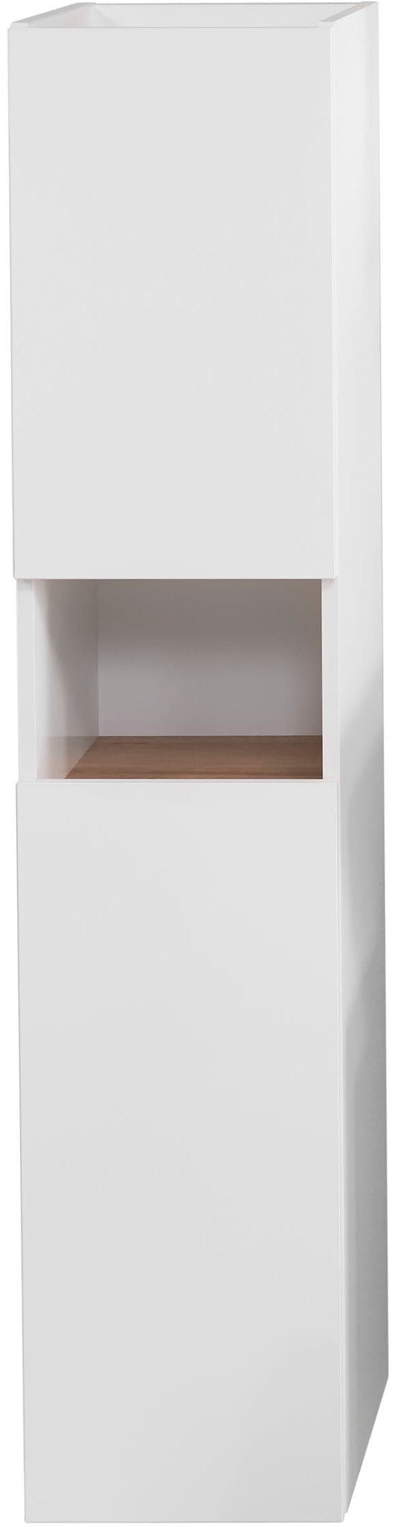 Saphir Badmöbel-Set »Quickset 947 3-teilig, Waschbeckenunterschrank mit Spiegel«, (4 St.), Unterschrank, 4 Türen, 2 Einlegeböden, inkl. Türdämpfer, Weiß Glanz
