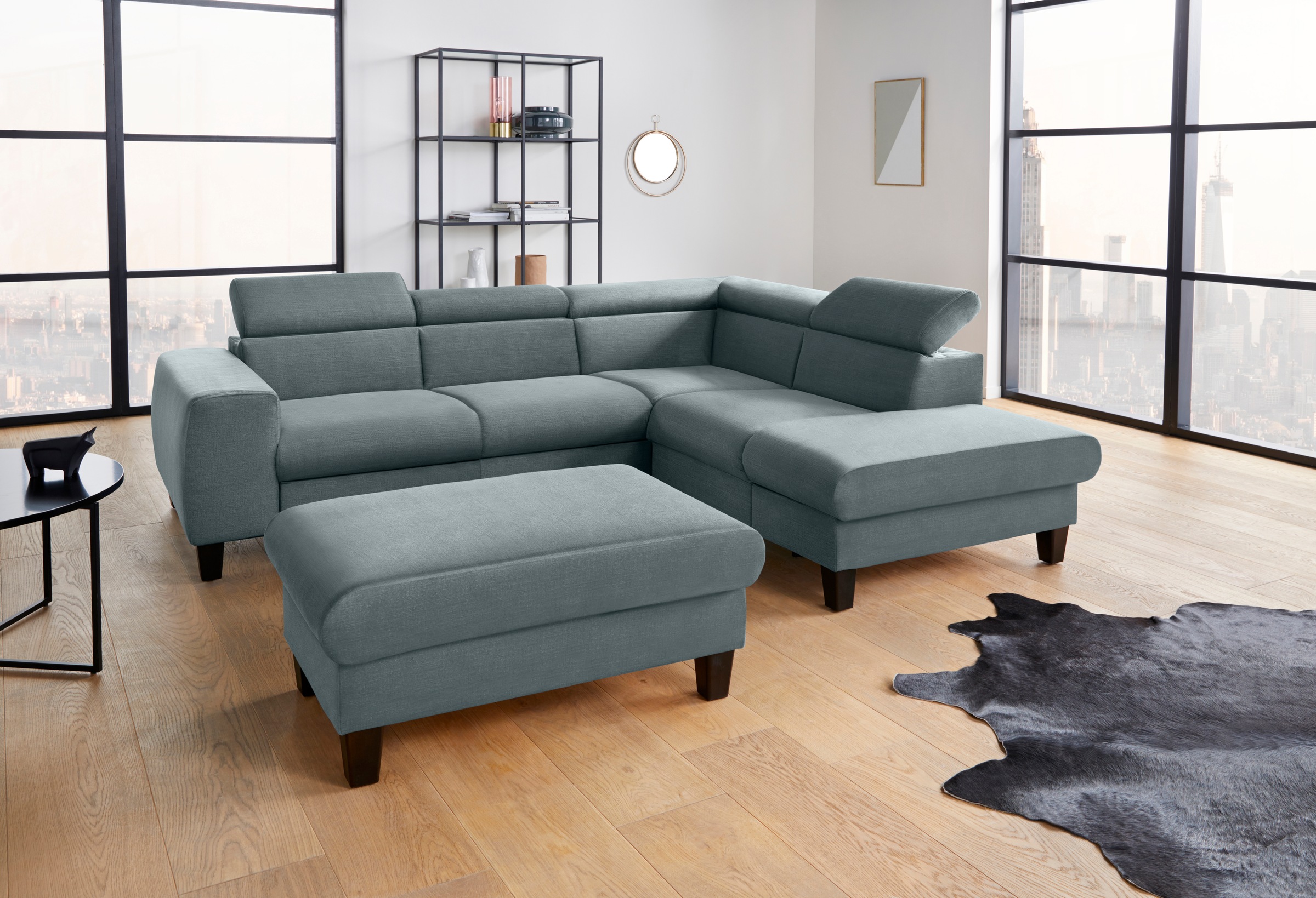 COTTA Ecksofa »Morven L-Form mit Kopfteilverstellung«, wahlweise mit Bettfunktion, Bettkasten & Wireless-Charger