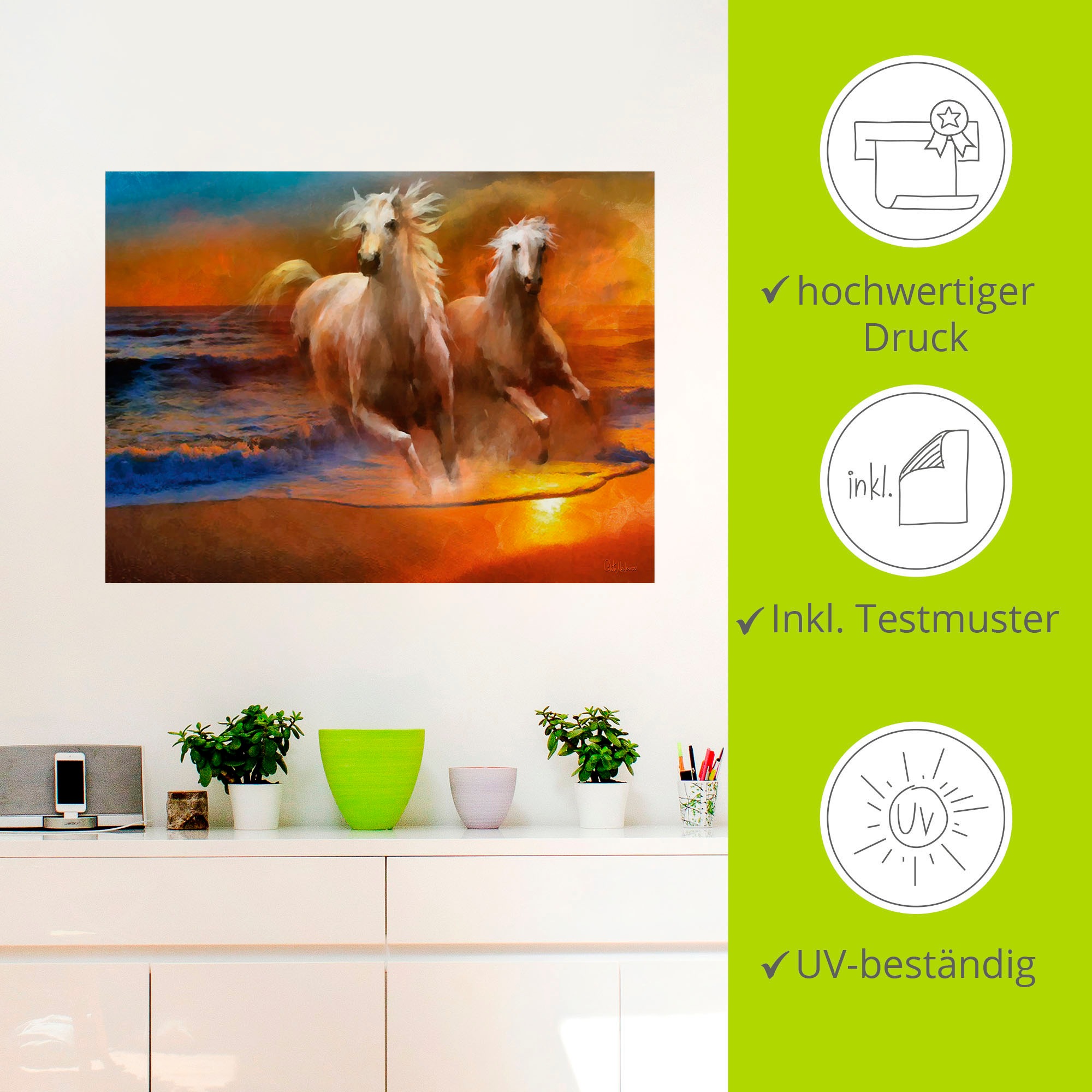 Artland Wandbild »Rennende Pferde«, Pferdebilder, (1 St.), als Alubild, Leinwandbild, Wandaufkleber oder Poster in versch. Größen