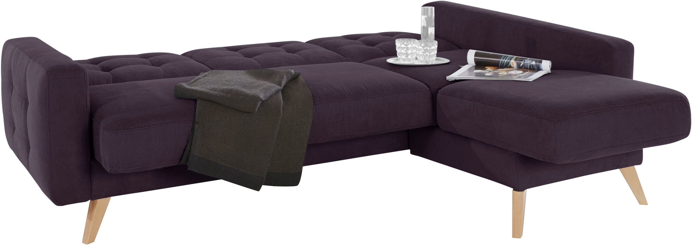 exxpo - sofa fashion Ecksofa »Nappa, kompakt und komfortabel, bequem, zeitloses Design, L-Form« tolle Detailverarbeitung, inkl. Bettfunktion und Bettkasten