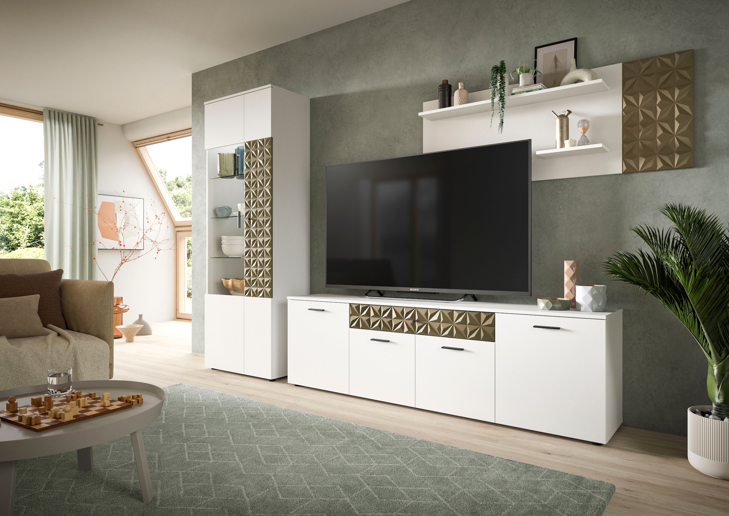 INOSIGN Wandboard »Vicenza, Breite 140 cm, Ornamentabsetzung, 2 Ablageböden«, Wandregal, Regal, Board, Wandablage, Ablageboard