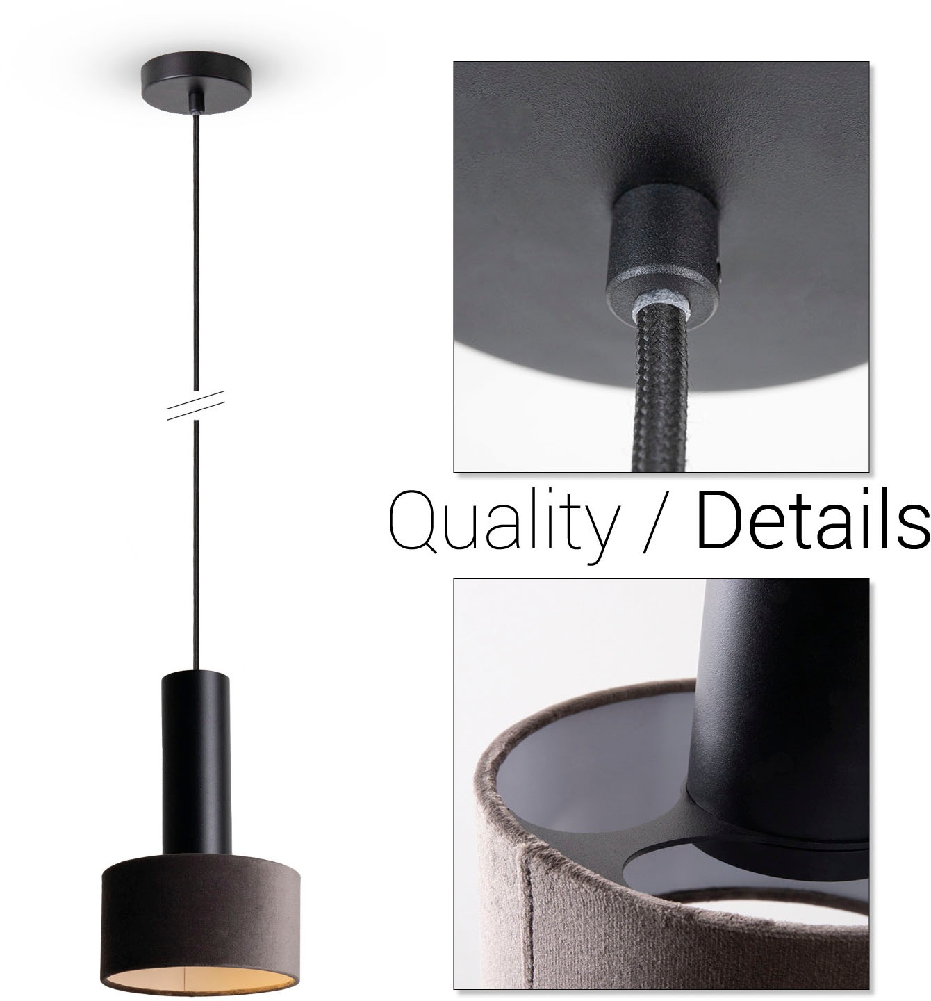 Paco Home Pendelleuchte »VELUTA«, Leuchtmittel GU10 | ohne Leuchtmittel, Wohnzimmer Hängeleuchte Stoffschirm Esszimmer Modern GU10
