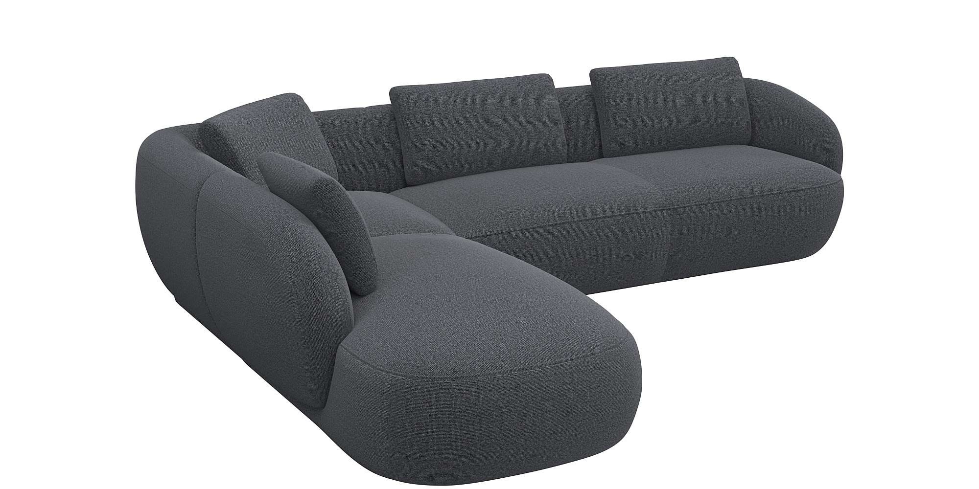 FLEXLUX Ecksofa »Torino, rund, L-Form, Sofa-Ecke mit Ottomane«, Modernes, organisches Sofa-Design, Kaltschaum, Wellenunterfederung
