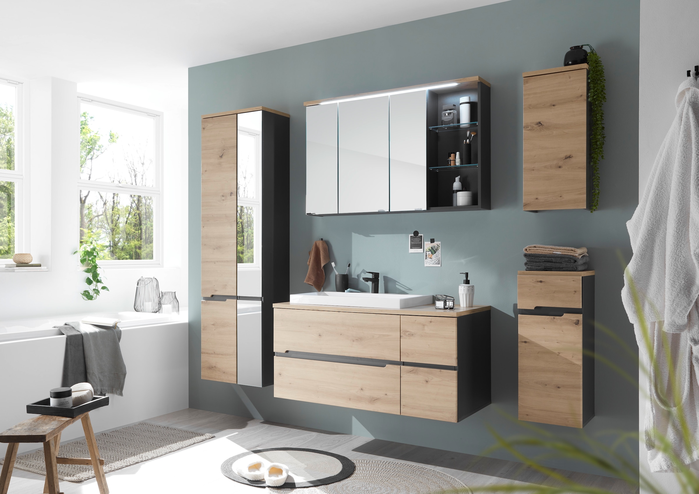 BASIC by Balculina Waschtisch »Memphis, Waschtisch BxHxT 110 x 54 x 53«, Breite 110 cm, mit Waschbecken, Softclose
