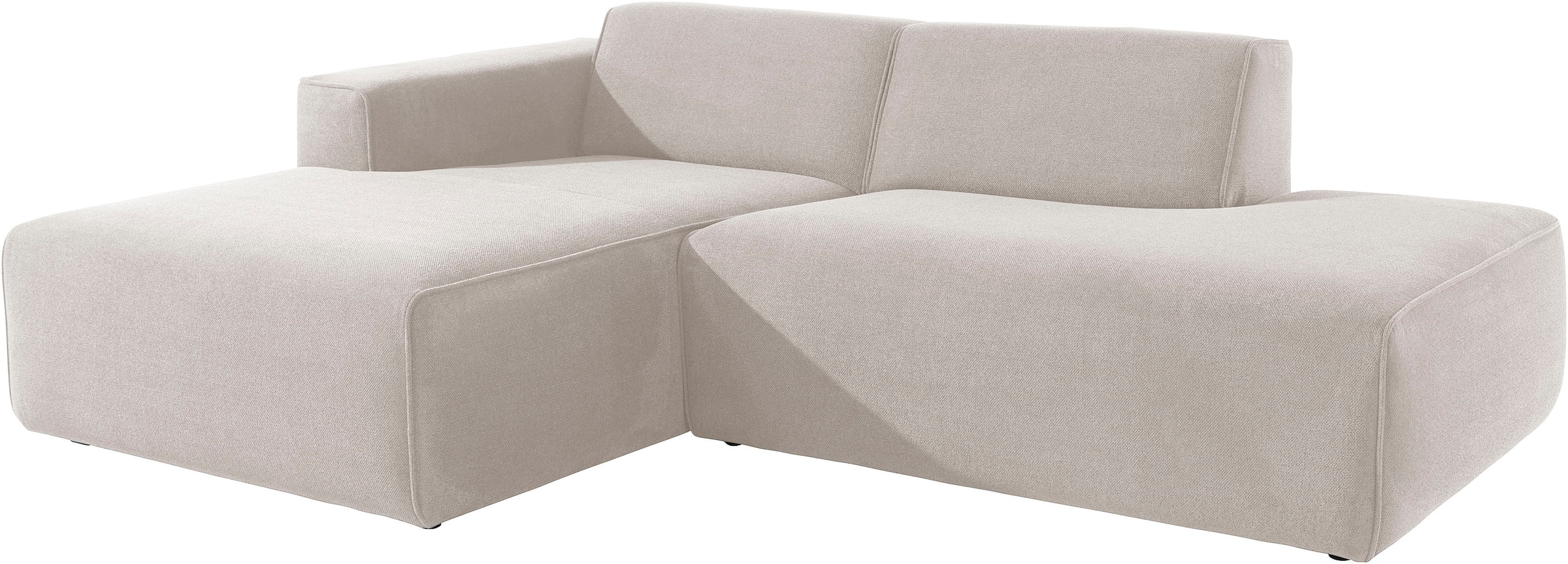andas Ecksofa »Noord mit Kedernaht, Breite 227 cm«, Cord, Struktur, Webstoff, mit Wellenunterfederung, Massivholzrahmen