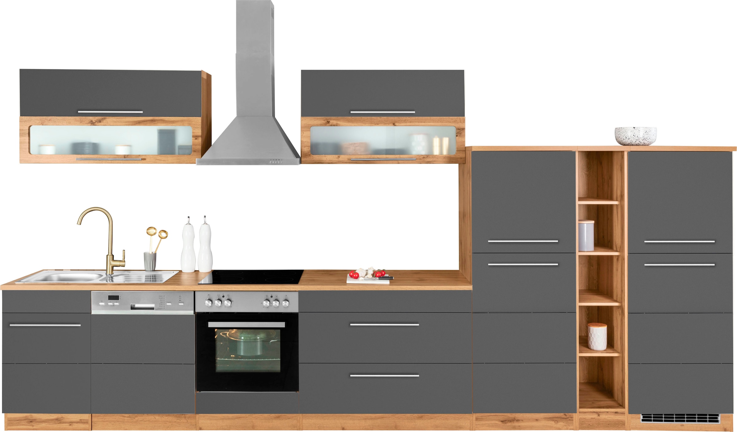 KOCHSTATION Küchenzeile »KS-Wien« Breite 420 cm, wahlweise mit E-Geräten günstig online kaufen