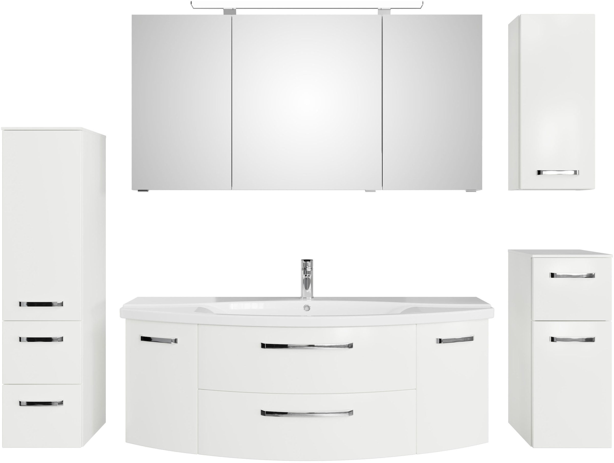 Saphir Badmöbel-Set »Serie 4010 5-teilig Keramik-Waschtisch mit LED-Spiegel günstig online kaufen