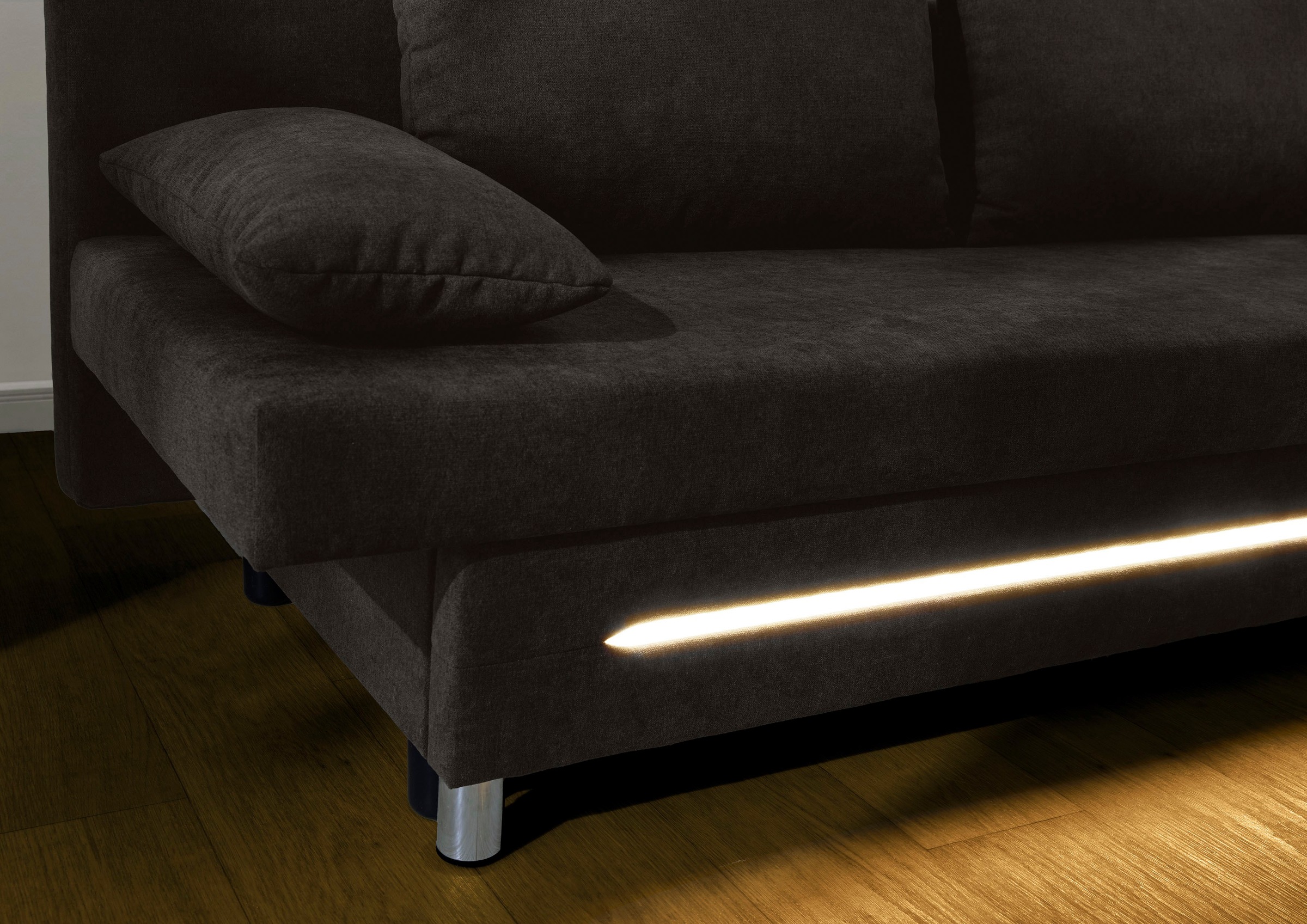 Jockenhöfer Gruppe Schlafsofa »Sunrise, mit dimmbarer LED-Beleuchtung«, Gästebettfunktion, Stauraum/Bettkasten, mit Kissen