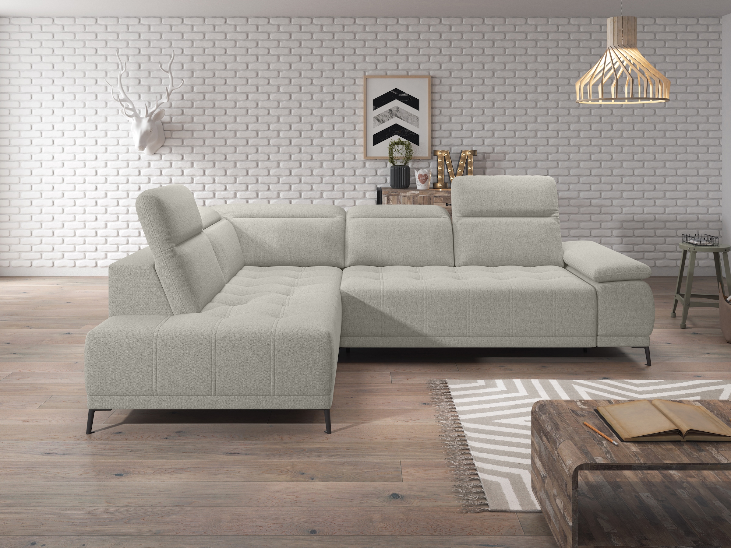 WERK2 Ecksofa »Focus-L, elektrisch erweiterbare Sitztiefe um ca. 30 cm, L-Form« Komfort nach Maß: Ausziehbare Sitztiefe, verstellbare Kopfteile & Füße
