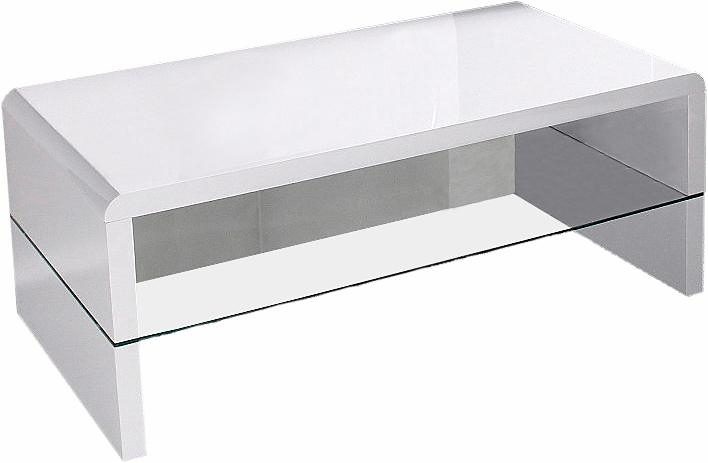 PAROLI Couchtisch mit Klarglasablageplatte weiß