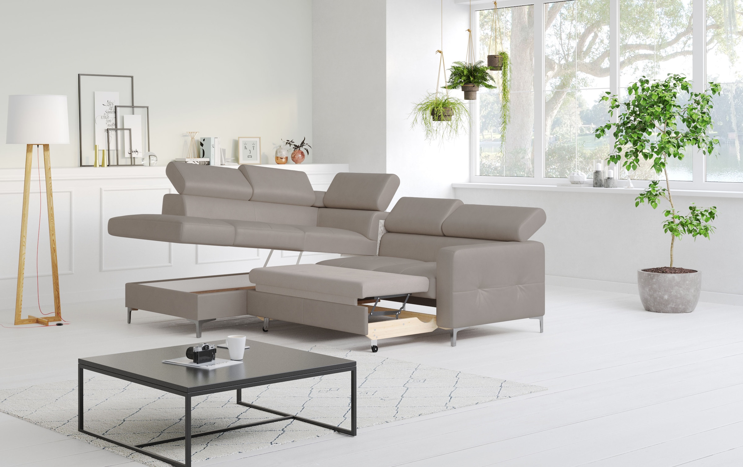 COTTA Ecksofa »Sammy L-Form«, mit Kopfteilverstellung, wahlweise mit Bettfunktion & Bettkasten