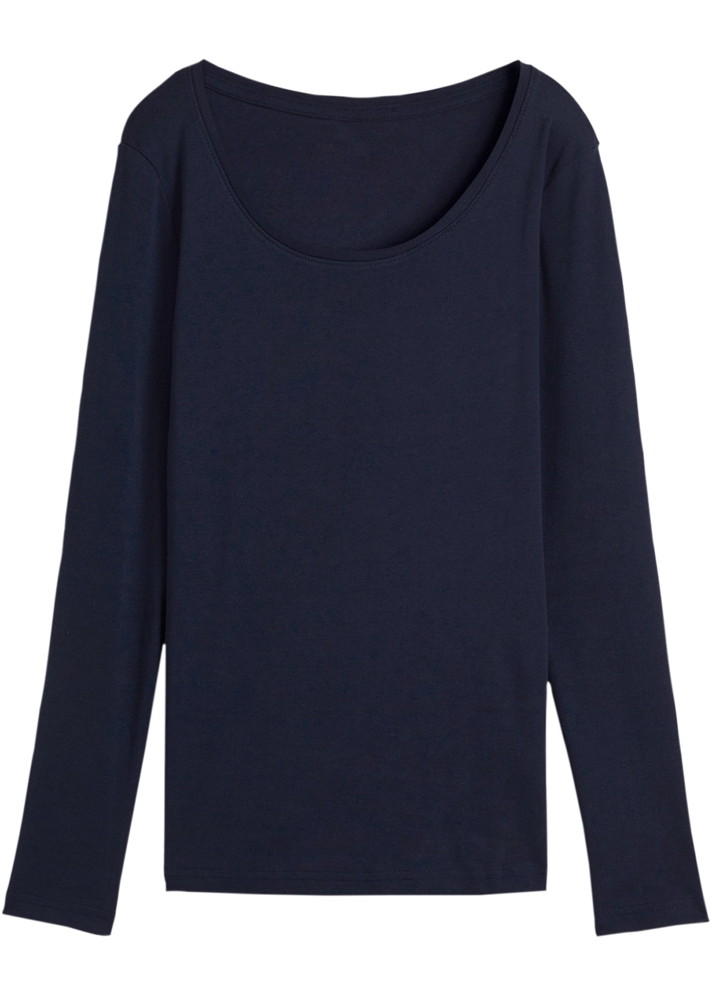 bonprix Langarmshirt leicht taillierte Passform, Rundhalsausschnitt, aus reiner Baumwolle