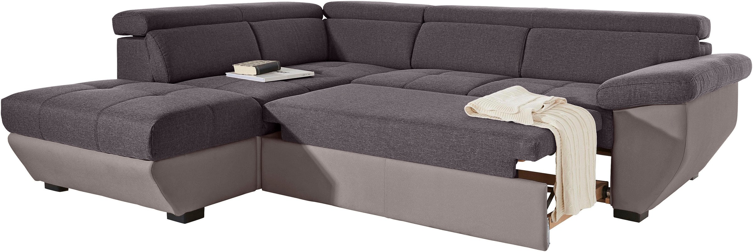 COTTA Polstergarnitur »Speedway L-Form«, (Set), Set bestehend aus: Ecksofa mit Kopfteilverstellung & Hocker