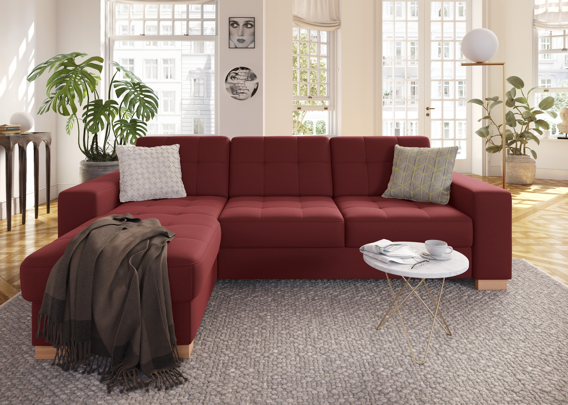 sit&more Ecksofa »Quincy L-Form«, wahlweise mit Bettfunktion und Bettkasten