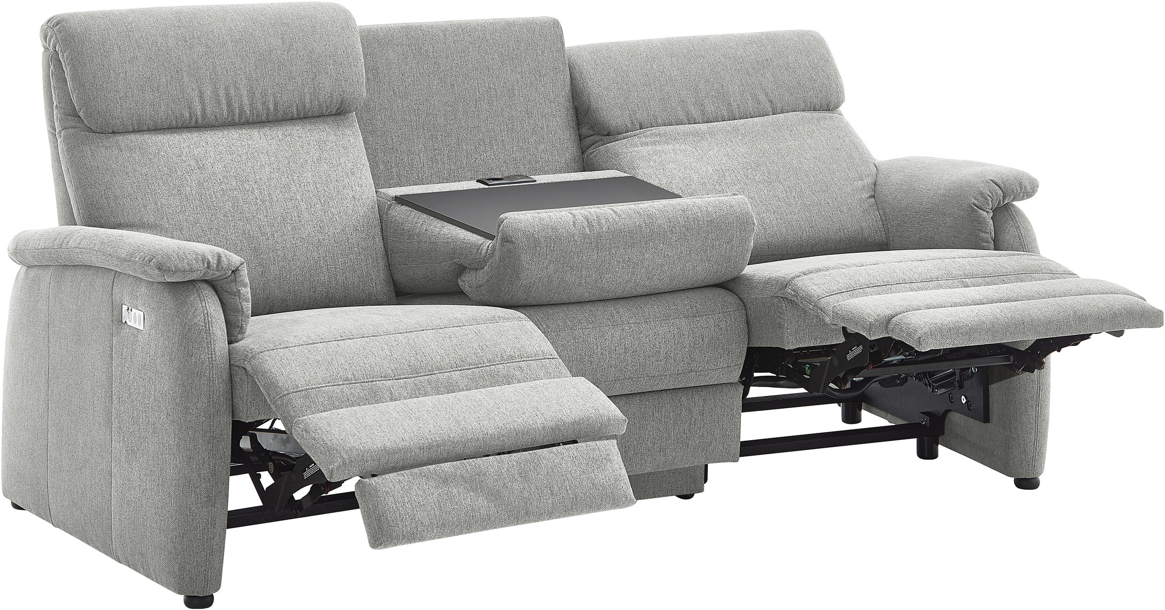 Home affaire 3-Sitzer »Turin Sofa mit elektrischer Relaxfunktion, Breite 226 cm« inkl. Tisch, USB & Steckdose, Federkern & pflegeleichtem Bezug