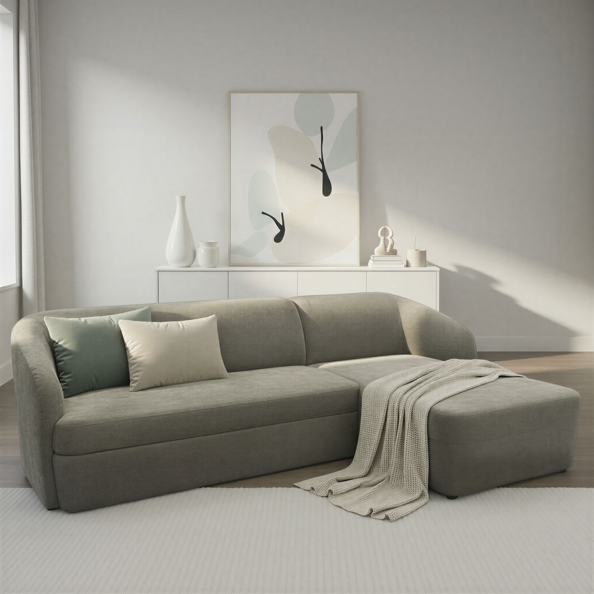 DOMO collection Ecksofa »Orbis, modernes, klares Design mit schmalen, abgerundeten Armlehnen« whlw. mit Bettfunktion u./o. Bettkasten, aus Luxus- Microfaser