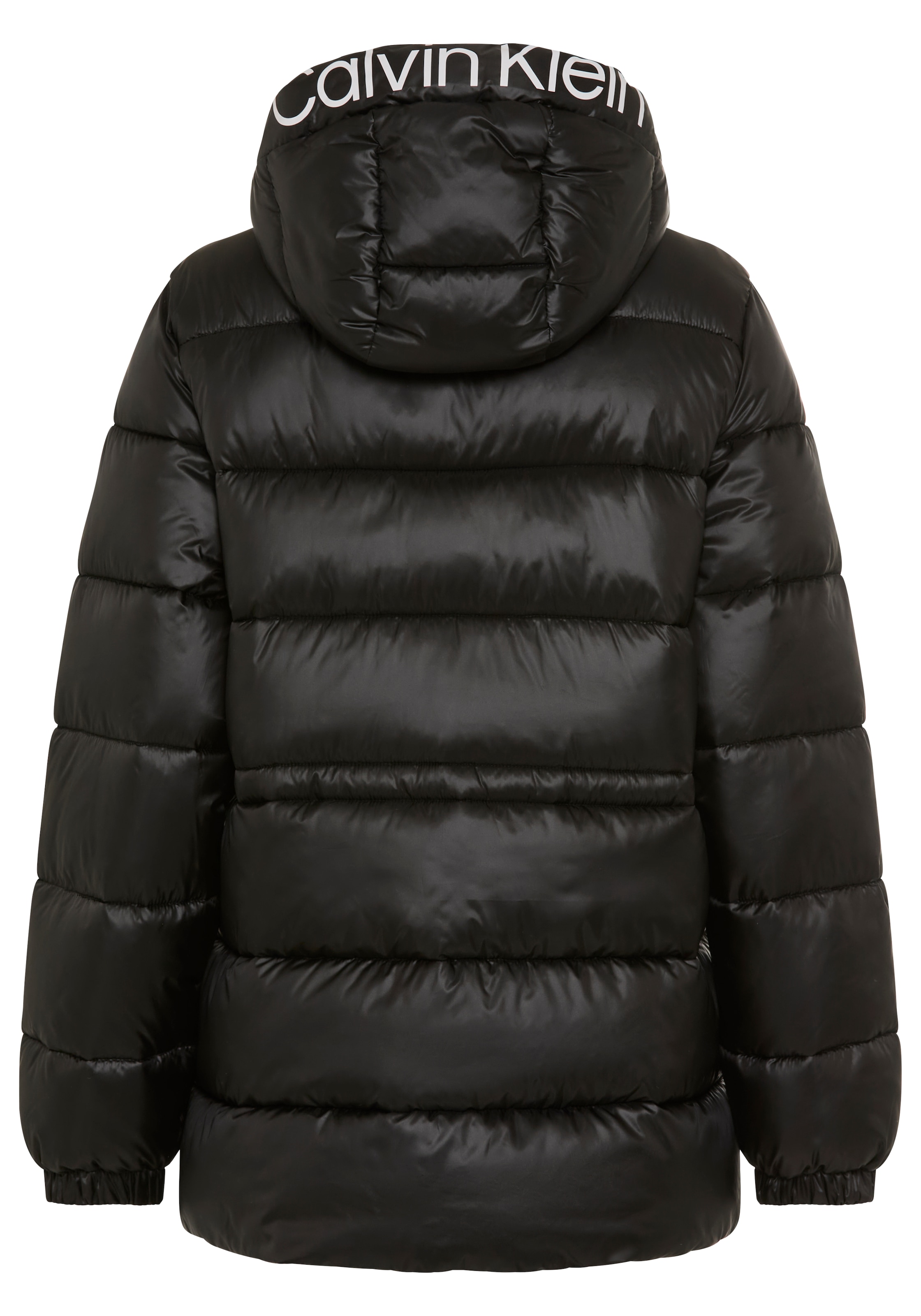 Calvin Klein Steppmantel Regular Fit, warm wattiert, Logoschriftzug auf der Kapuze