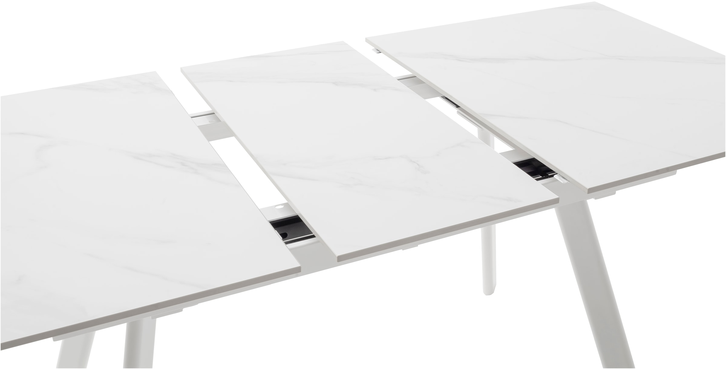 MCA furniture Esstisch »PARENZO Auzugtisch 140-180 cm weiß marmoriert - bis 8 Personen«, (1 St.), Keramik, Metall weiß, Synchronauszug, ausziehbar, 6-8 Personen