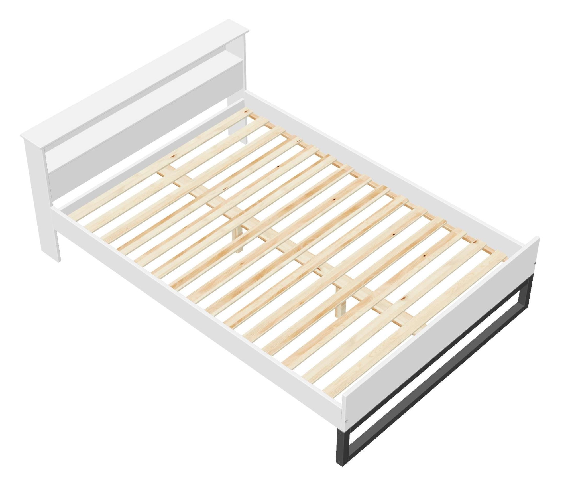 OTTO home Massivholzbett »Pannor, Industrial Design, mit Regal, Lattenrost inklusive« Liegefläche Breite 140 oder 180cm,  Kufengestell, bis 200 kg belastbar, FSC-zertifiziert, Made in EU