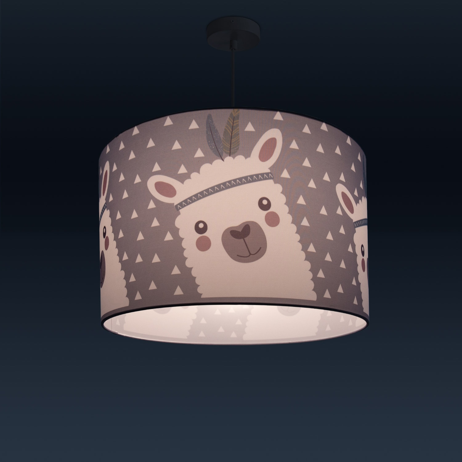 Paco Home Pendelleuchte »Ela 214«, 1 flammig, Leuchtmittel E27 | ohne Leuchtmittel, Kinderlampe Deckenlampe LED Kinderzimmer Lampe Lama-Motiv, E27