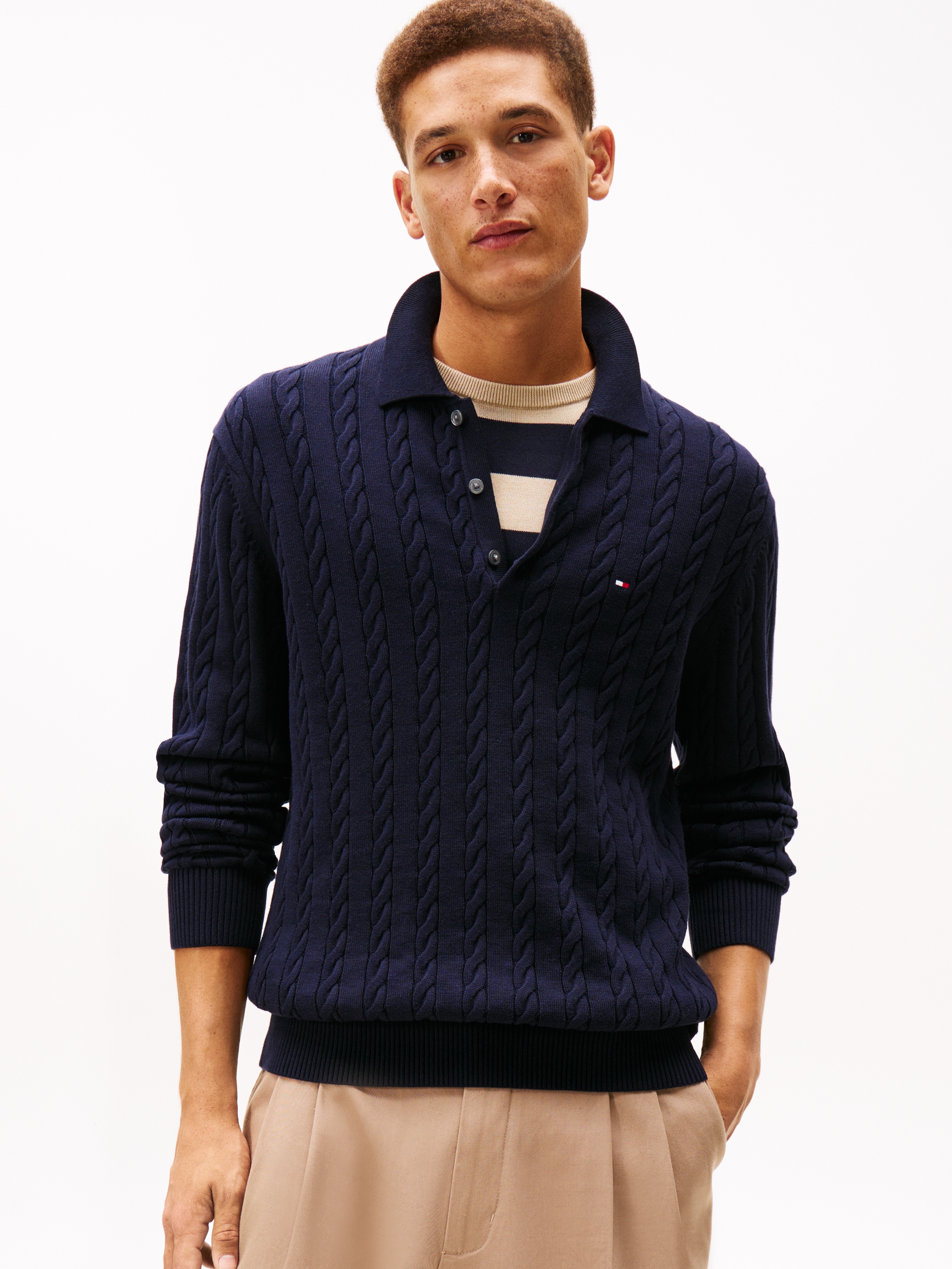 Tommy Hilfiger Polokragenpullover »CLASSIC COTTON CABLE«