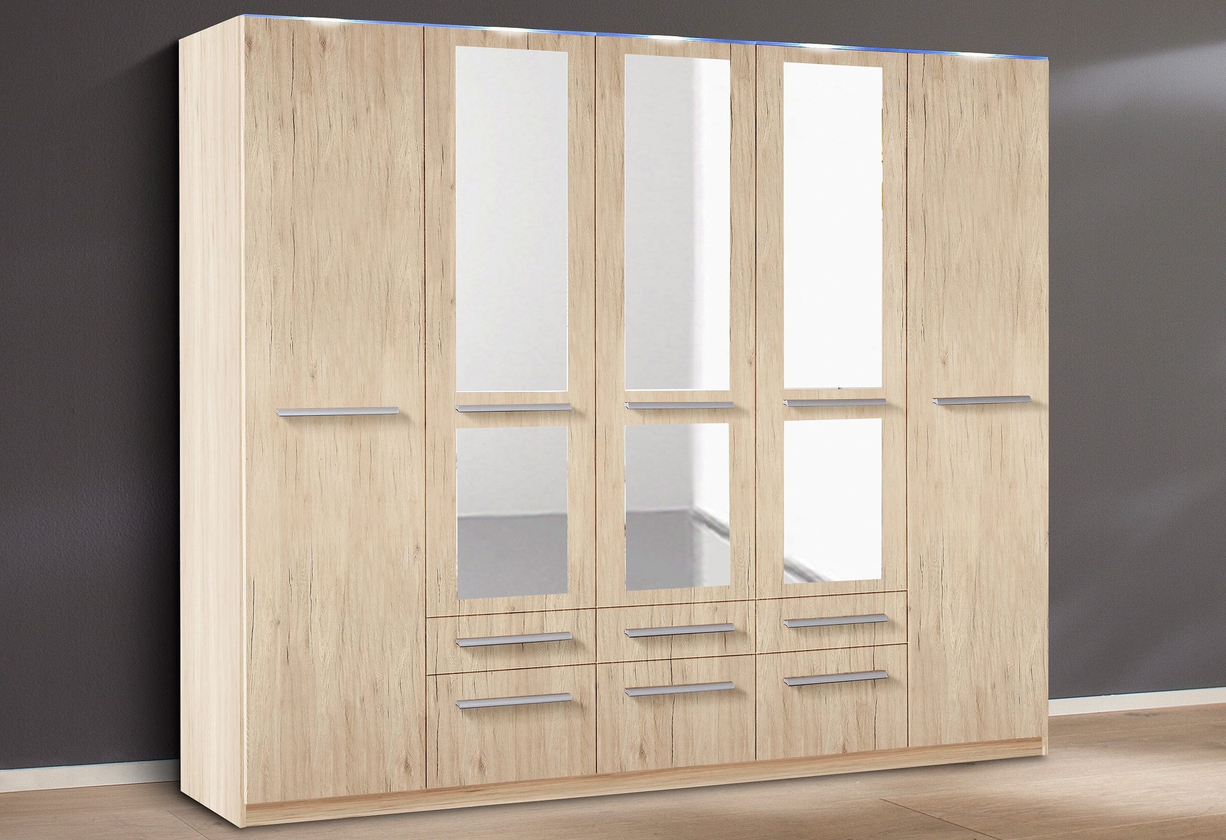 priess Kleiderschrank »Schrank Garderobe Wäscheschrank Barcelona in 5 Breiten«, viel Stauraum, geräumige Schubkästen, mit Spiegel, MADE IN GERMANY