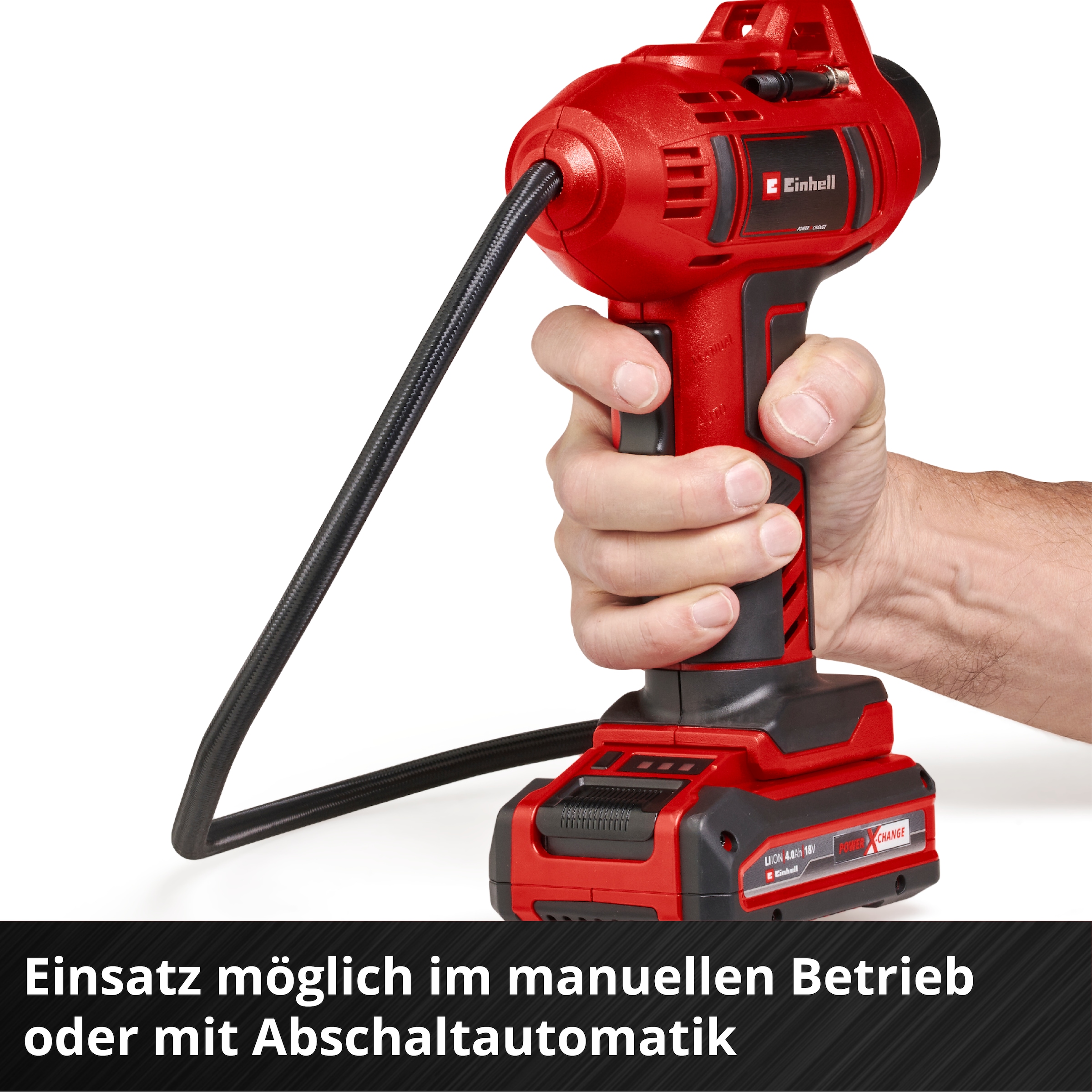 Einhell Akku-Handkompressor »CE-CC 18 Li-Solo«, (Set, 5 tlg.), Inklusive 3-teiligem Adapter-Set, ohne Akku, ohne Ladegerät