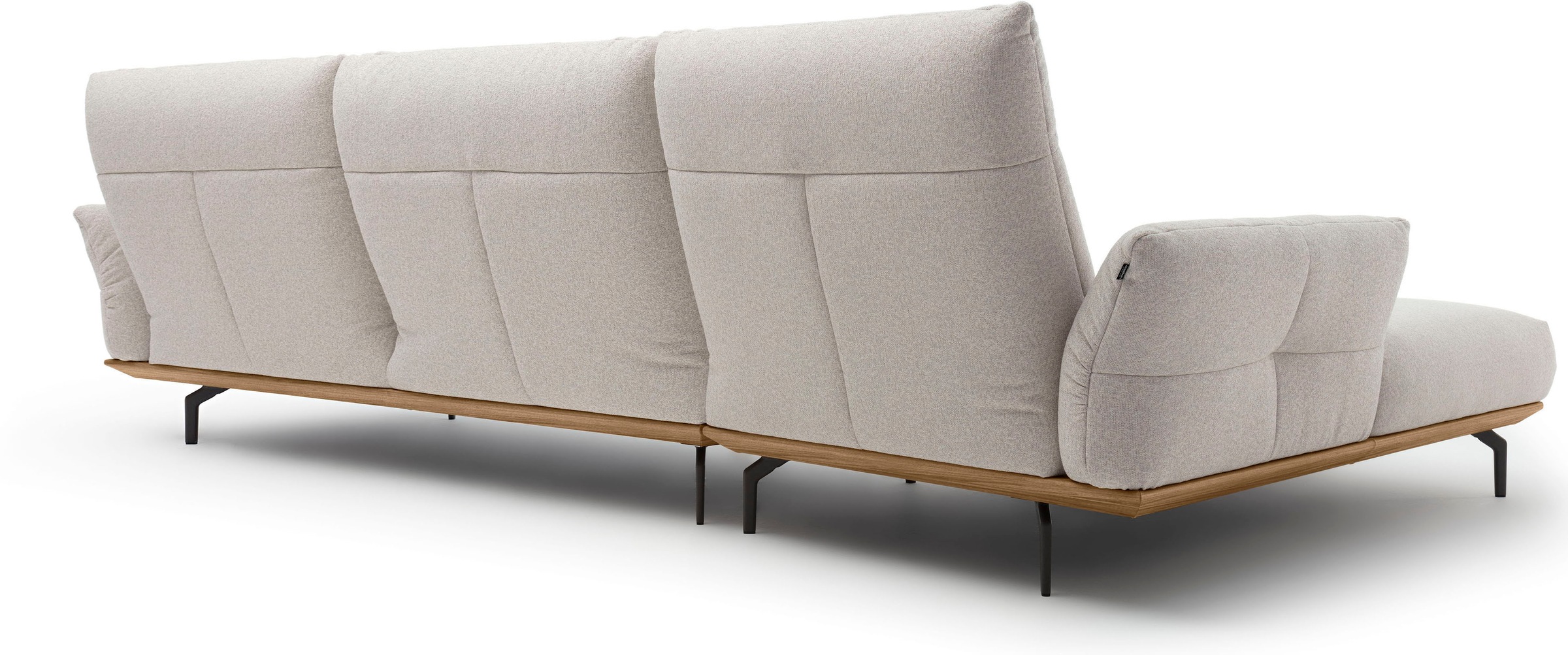 Creation BY ROLF BENZ Ecksofa »CR.460«, Sockel in Nussbaum, Winkelfüße in Umbragrau, Breite 338 cm