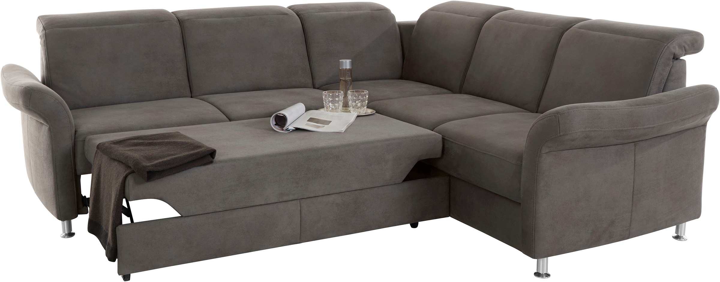 sit&more Ecksofa »Darwin L-Form«, inklusive Federkern, wahlweise mit Kopfteilverstellung, Bettfunktion