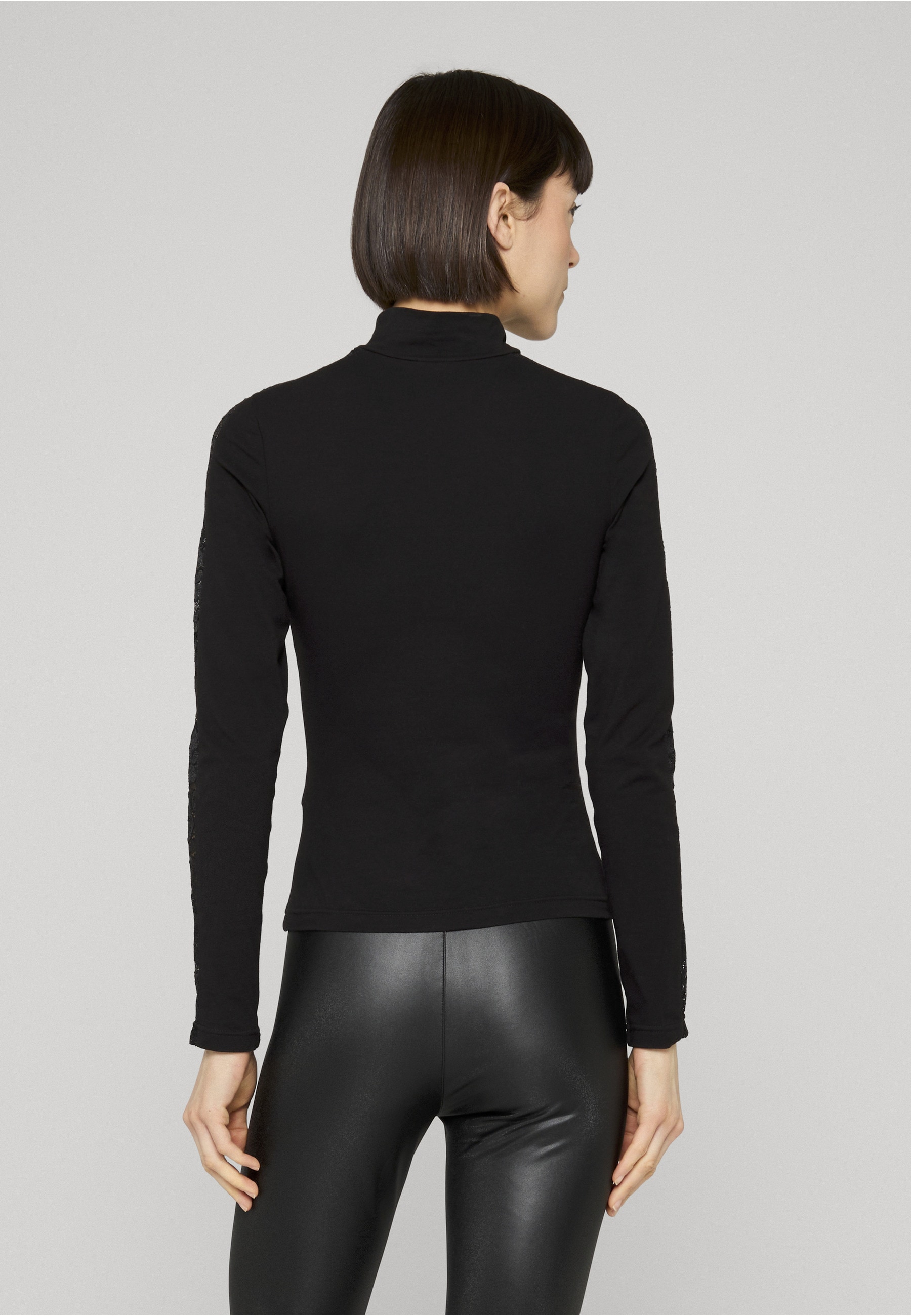 URBAN CLASSICS T-Shirt »Urban Classics Damen Ladies Lace Striped LS« 1 Stk.