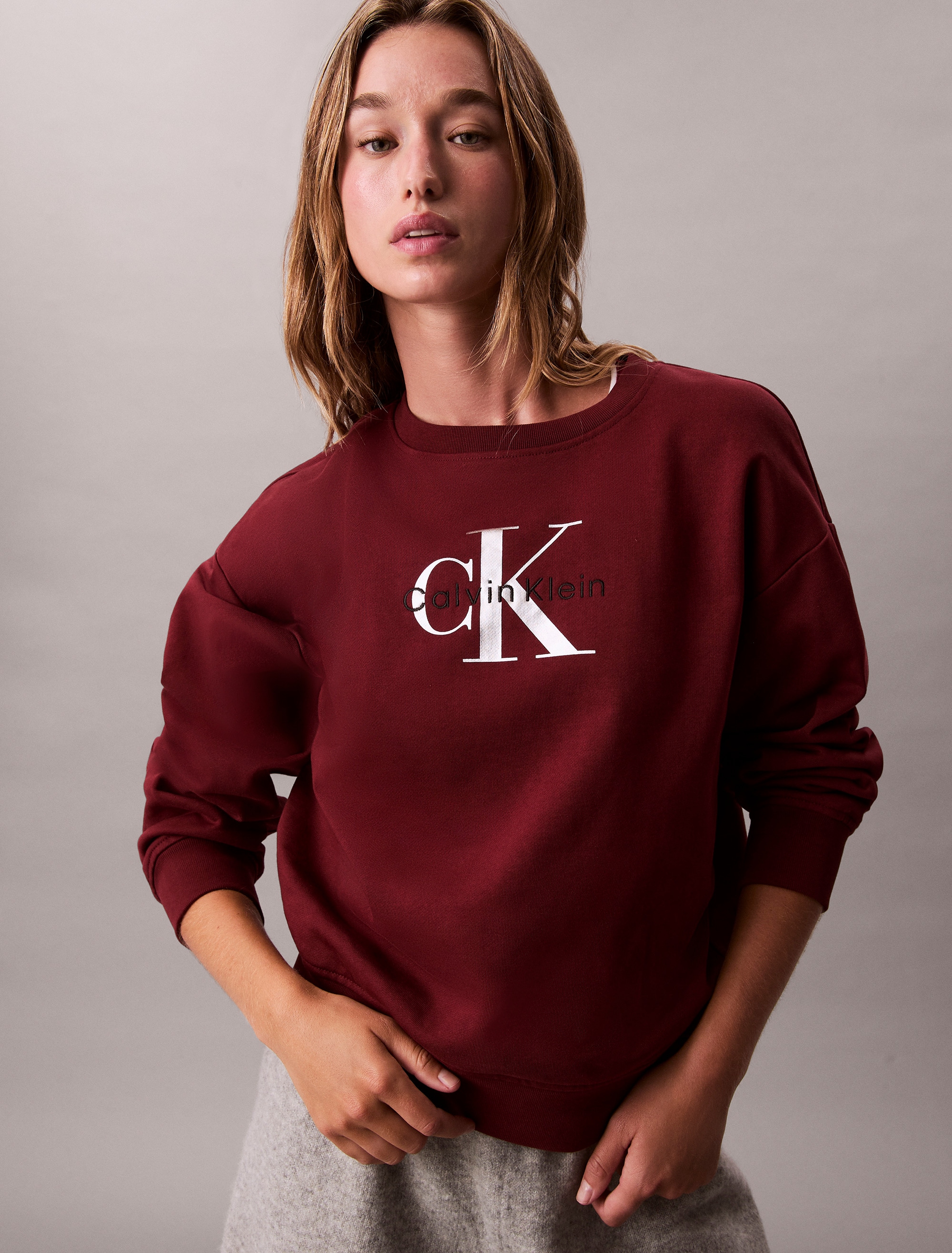 Calvin Klein Jeans Sweatshirt »LS MONOLOGO FRENCH TERRY RLXD CR«, , Logoschriftzug
