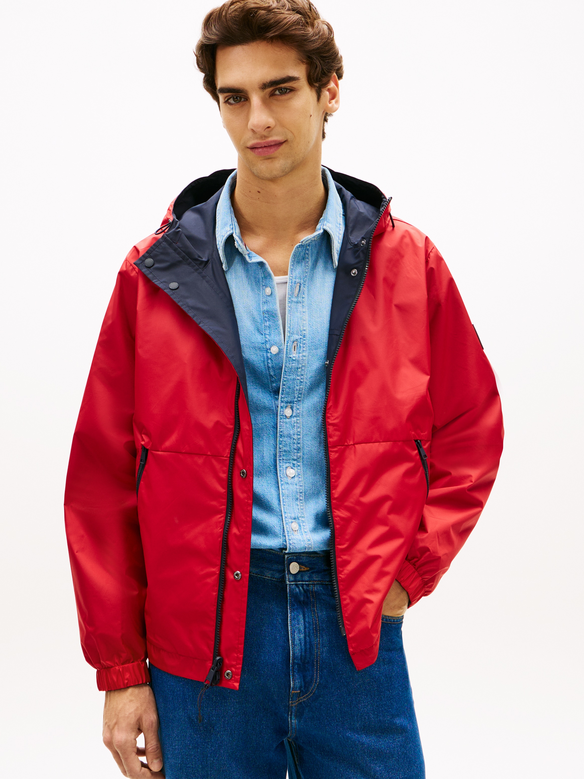 Tommy Hilfiger Wendejacke »REVERSIBLE COLOR BLOCK« mit Kapuze wasserfeste Regenjacke, Regular fit zum Wenden