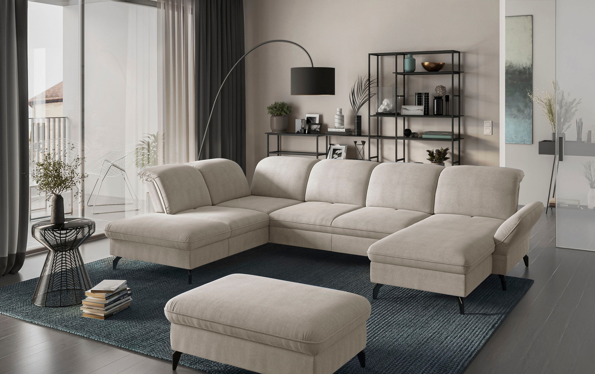 sit&more Wohnlandschaft Leandro U-Form, Wahlweise mit Bett-, Kopfteil - und günstig online kaufen