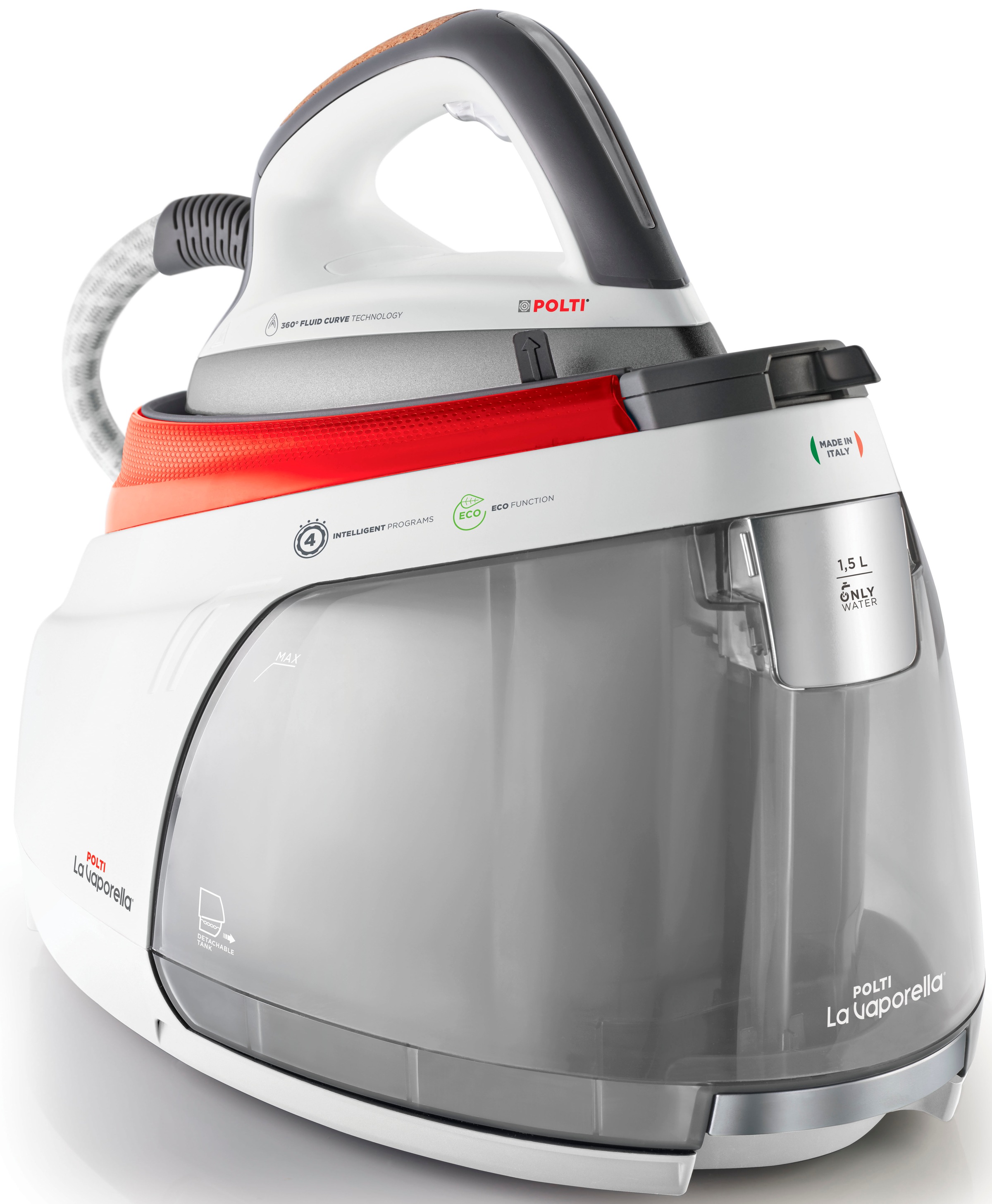POLTI Dampfbügelstation »LA VAPORELLA XM84C« 1.500 ml Wassertank weiß / rot