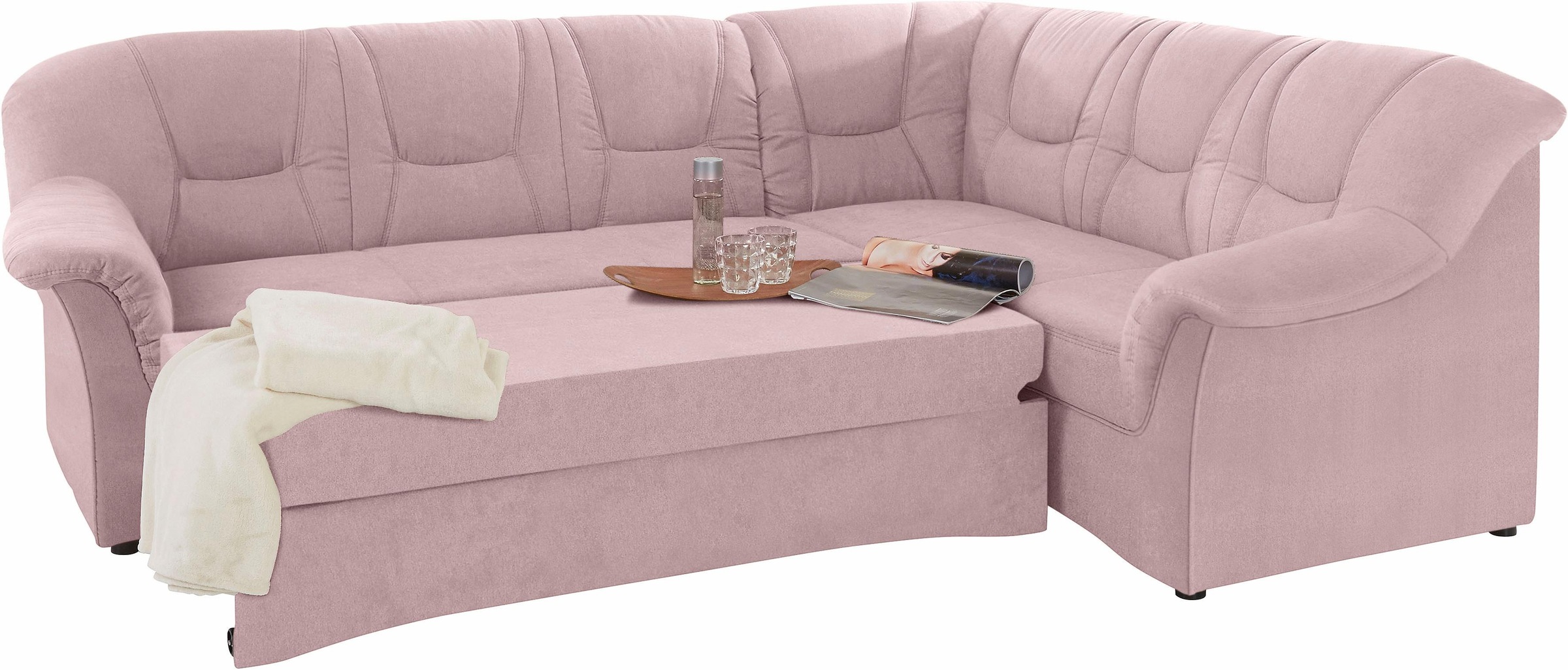 DOMO collection Ecksofa »Sarafina zeitlos und komfortabel, optional mit Federkern, L-Form«, wahlweise mit Bettfunktion