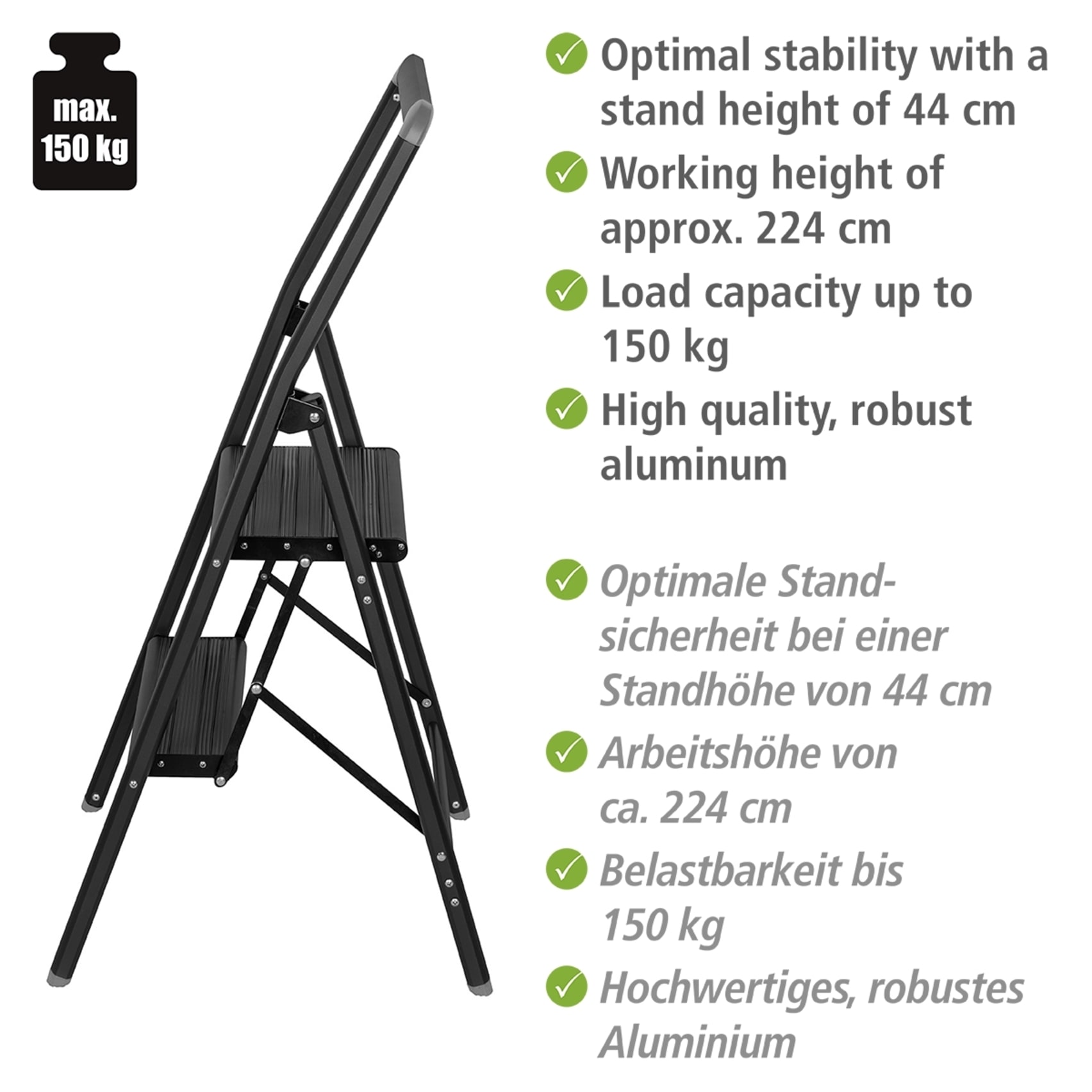 WENKO Trittleiter »Modell Alu-Compact, Klapptritt« 1 Stk. tlg.