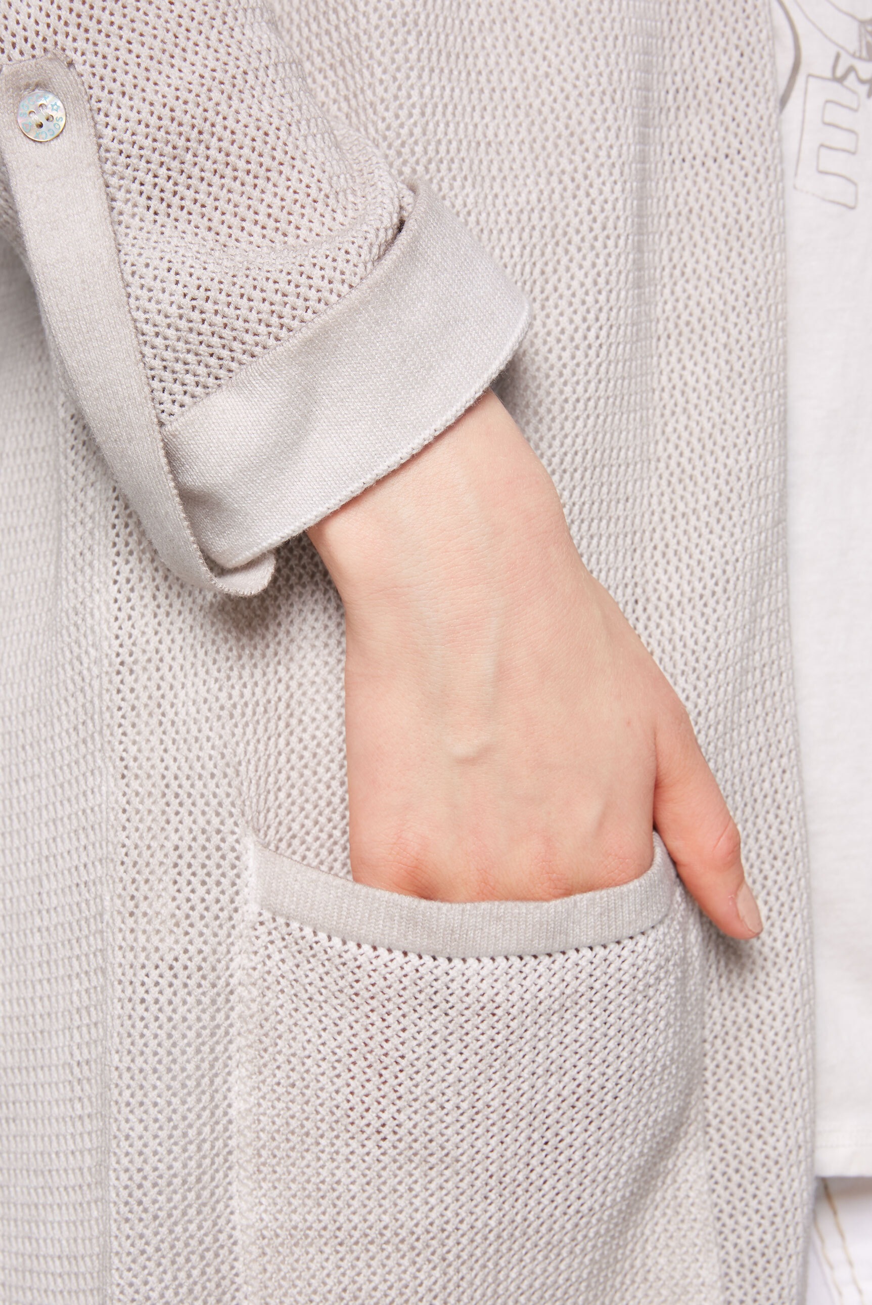 SOCCX Cardigan, mit Wording aus Glitzersteinchen auf dem Rücken