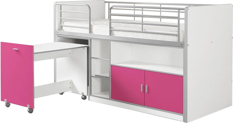 Vipack Hochbett, (Made in Europe), schlafen und arbeiten in einem, Hochbett mit 90x200 cm Liegefläche