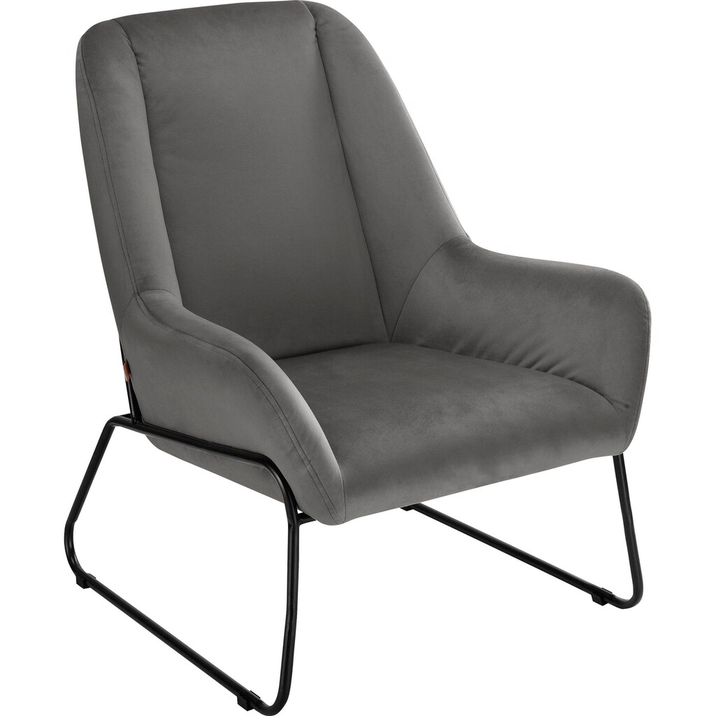 andas Sessel »Casero«, mit einem schönen pflegeleichtem Samtvelours Bezug und schwarzen Metallbeinen, Sitzhöhe 42 cm