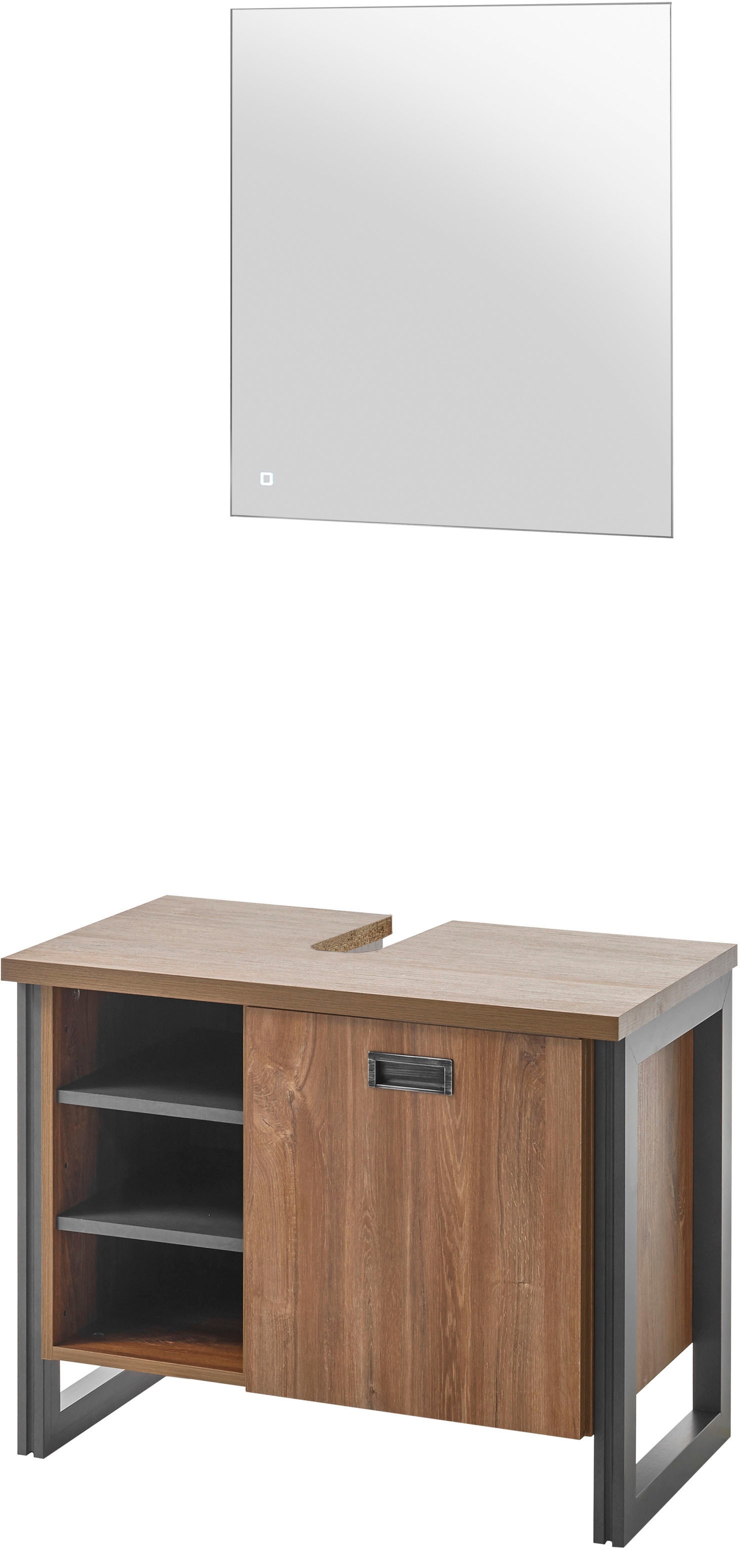 Home affaire Badmöbel-Set »Detroit, Bad im Industrialdesign, inkl. LED, 2-t günstig online kaufen