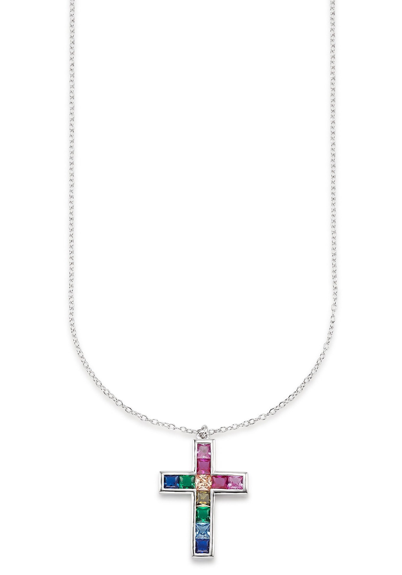»Schmuck Glitzerstein Halskette Silber«, mit Regenbogen Kreuz mit (synth.) kaufen Zirkonia online Geschenk, Bruno Kette Banani Anhänger