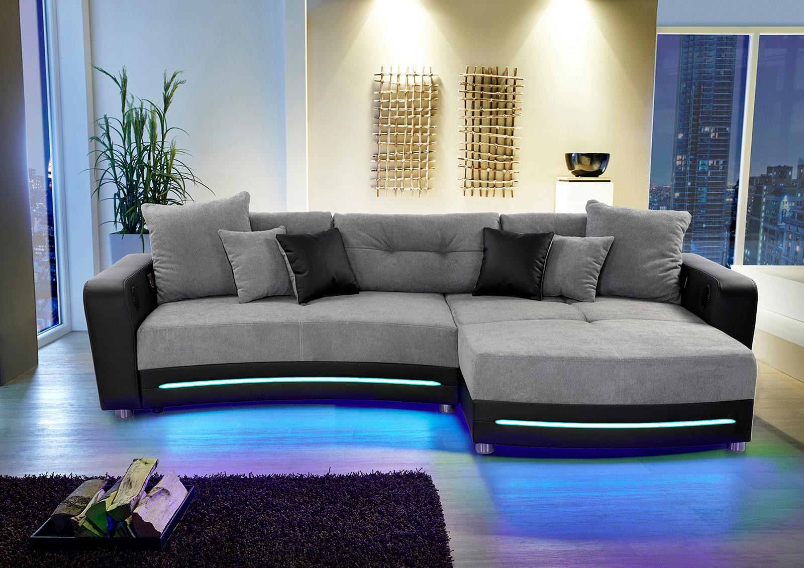 Ecksofa Laredo, inklusive RGB-LED-Beleuchtung und Bluetooth-Soundsystem