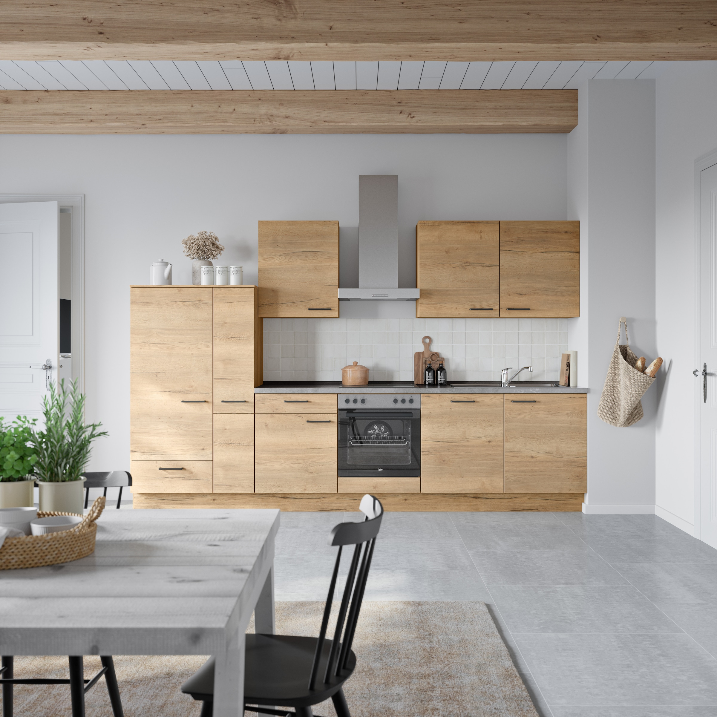 nobilia® Küchenzeile »"Structura I"«, vormontiert, Ausrichtung wählbar, Breite 330 cm, wahlw. mit E-Geräten