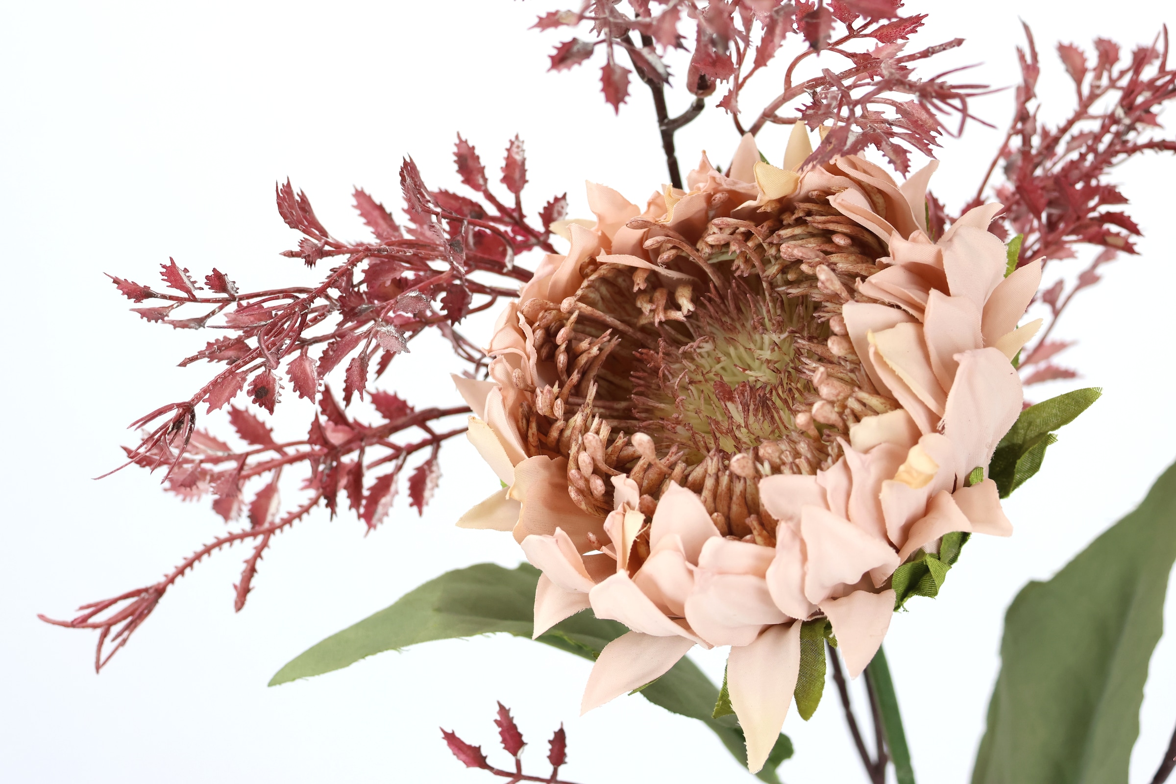I.GE.A. Kunstblumenstrauß »Kunstblumen Set Artischocke«, 2er Set Artischockenzweig mit Dekozweig 70cm Kunstpflanze Seidenblume